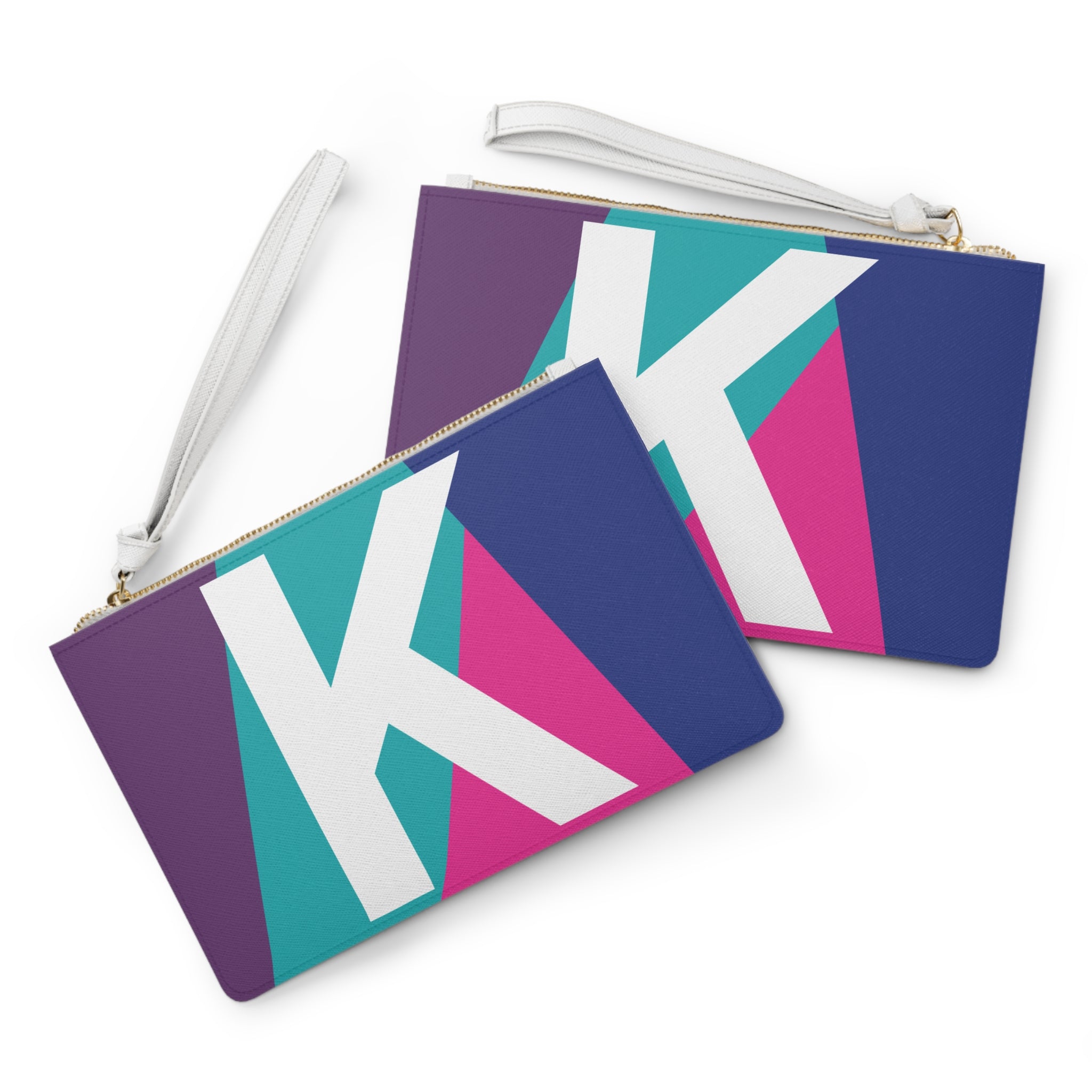 Monogram 'K' Colorblock Clutch Bag — Bold Geometric Wristlet for Everyday & Gifts
