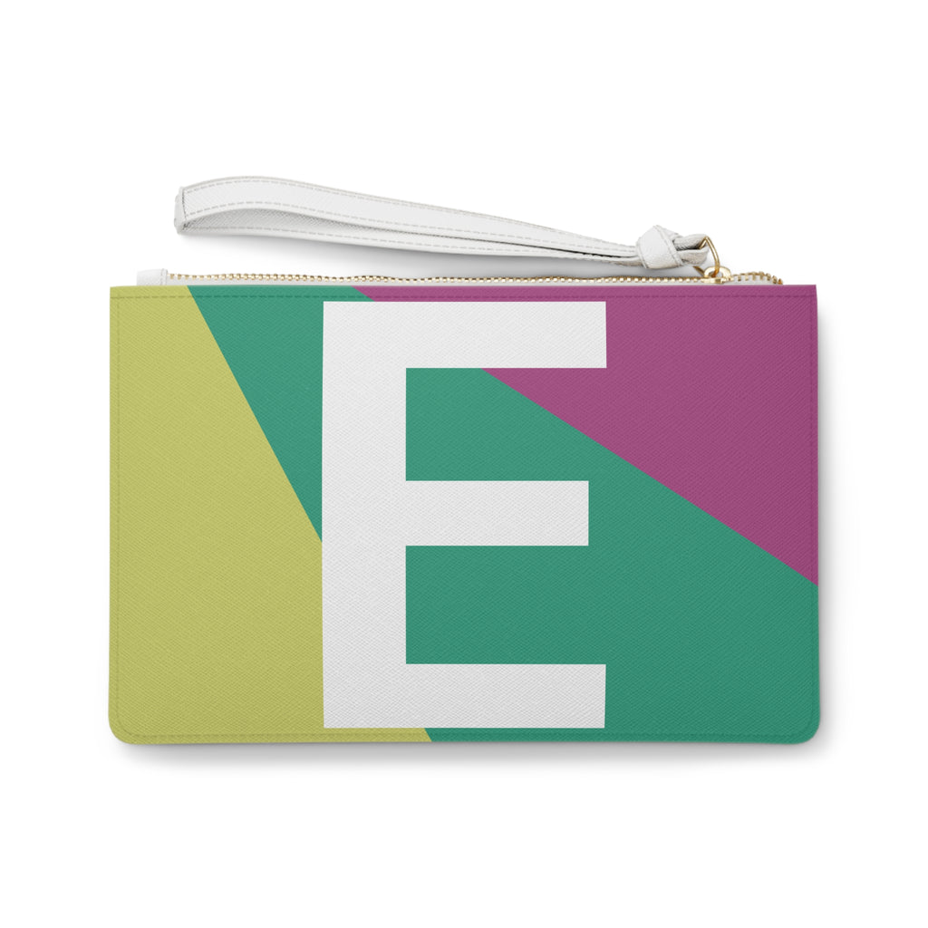 Monogram 'E' Colorblock Clutch Bag — Bold Geometric Wristlet for Everyday & Gifts