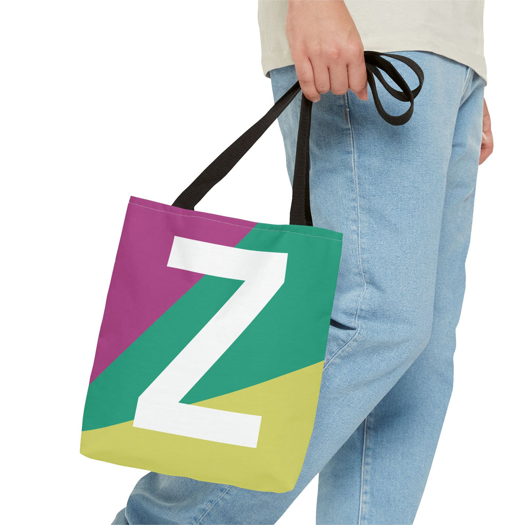 Monogram 'Z' Colorblock Tote Bag — Personalized Initial Z Shoulder Tote