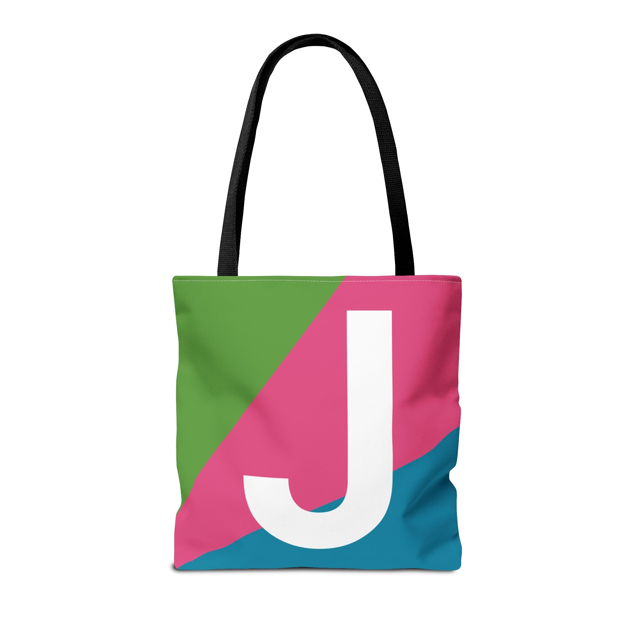 Monogram 'J' Colorblock Tote Bag — Personalized Initial J Shoulder Tote