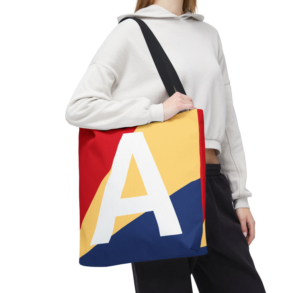 Monogram 'A' Colorblock Tote Bag — Personalized Initial A Shoulder Tote