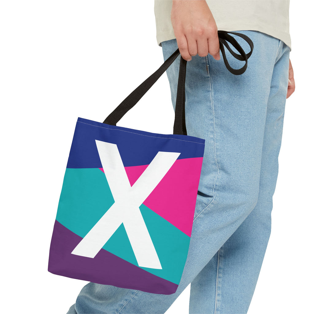 Monogram 'X' Colorblock Tote Bag — Personalized Initial X Shoulder Tote