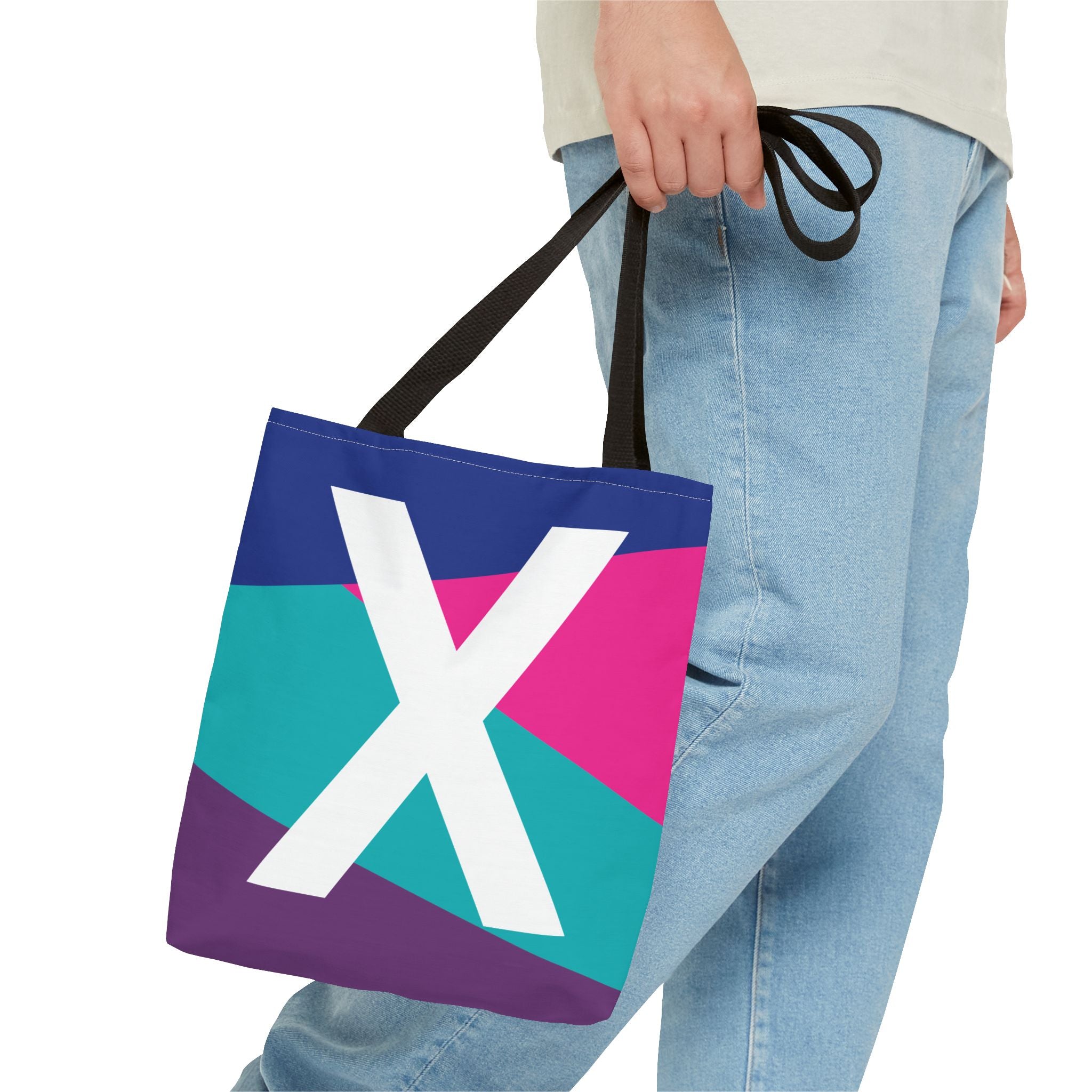 Monogram 'X' Colorblock Tote Bag — Personalized Initial X Shoulder Tote