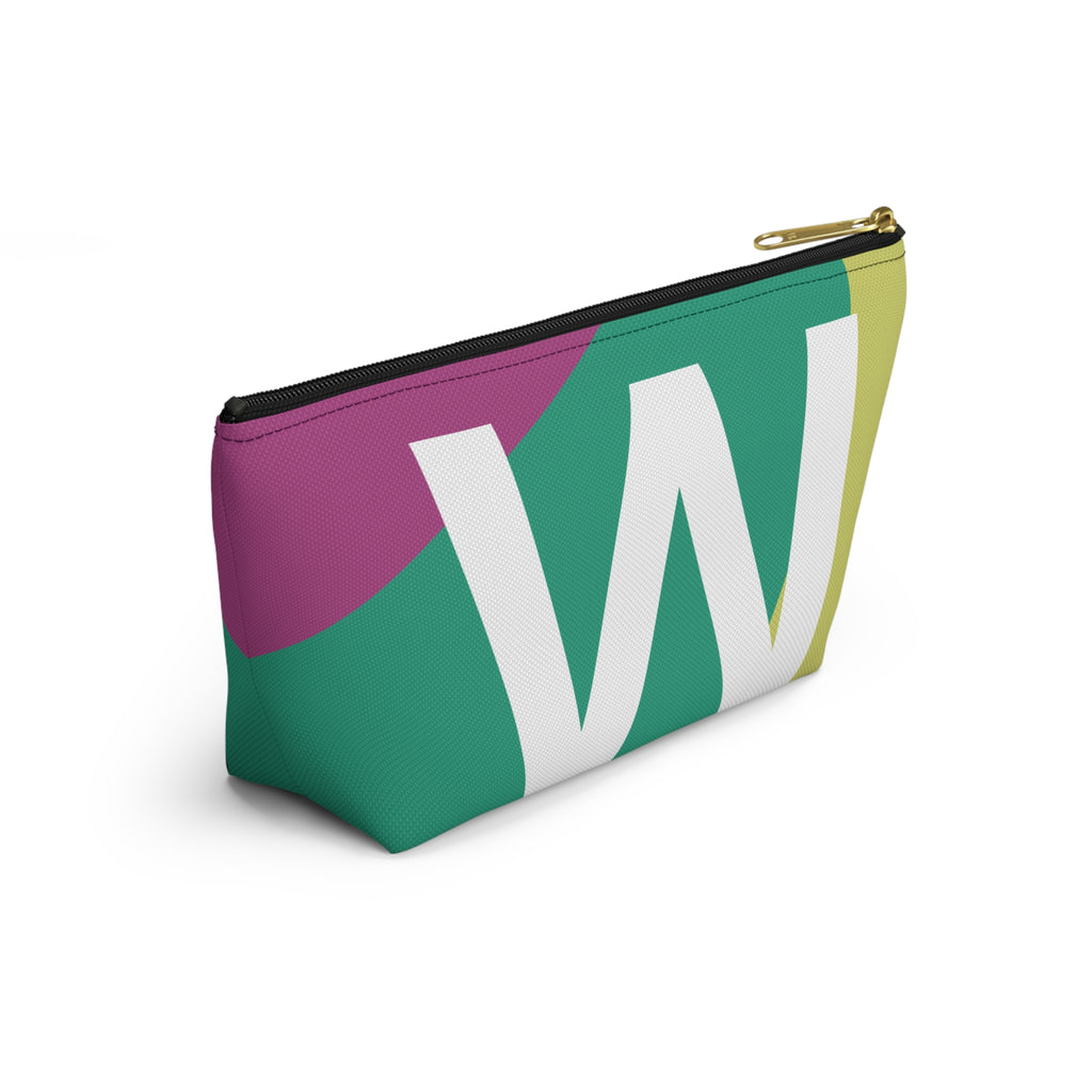 Initials Colorblock Accessory Pouch — Monogram W T-Bottom Cosmetic Bag
