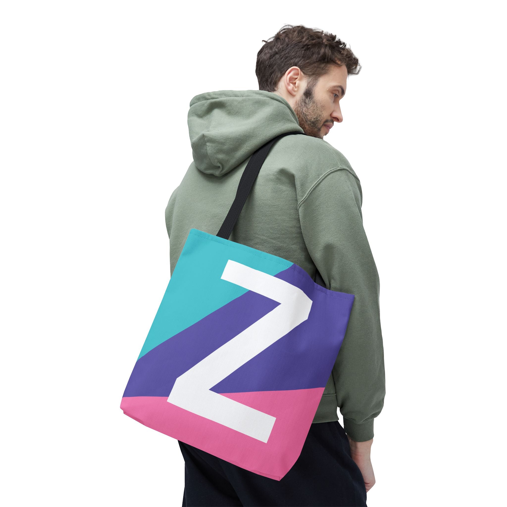 Monogram 'Z' Colorblock Tote Bag — Personalized Initial Z Shoulder Tote