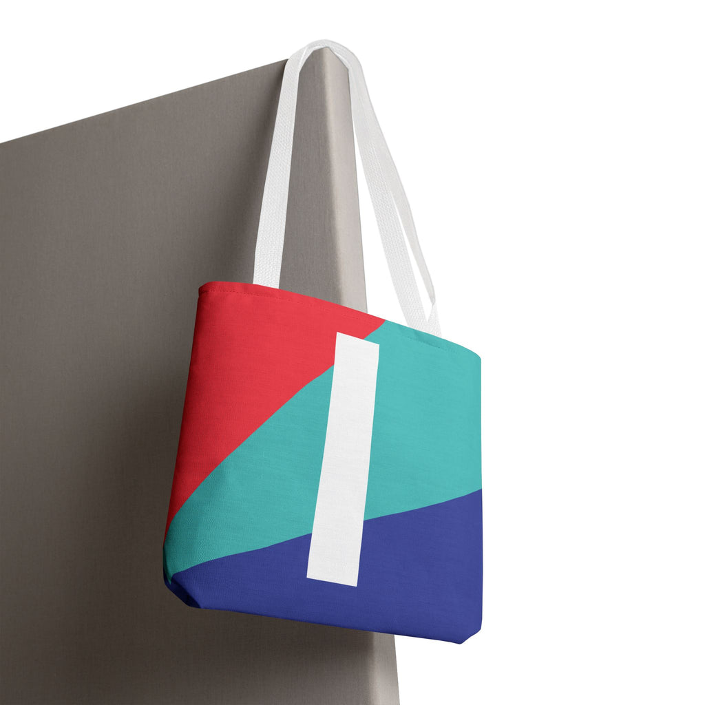 Monogram 'I' Colorblock Tote Bag — Personalized Initial I Shoulder Tote