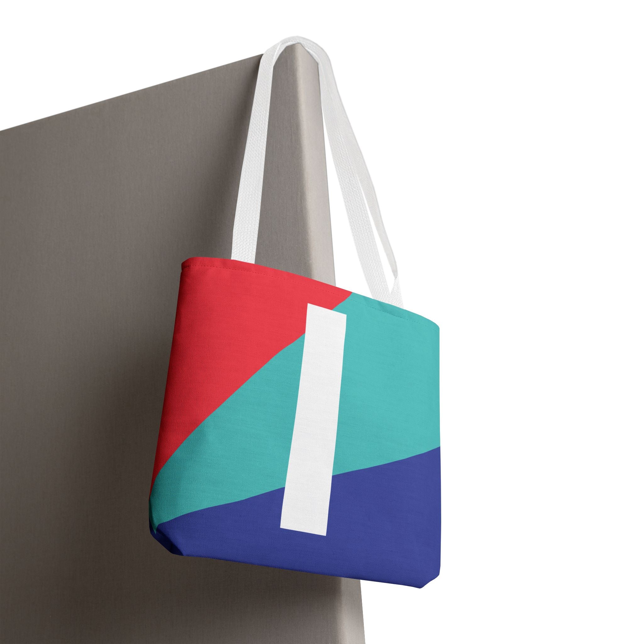 Monogram 'I' Colorblock Tote Bag — Personalized Initial I Shoulder Tote