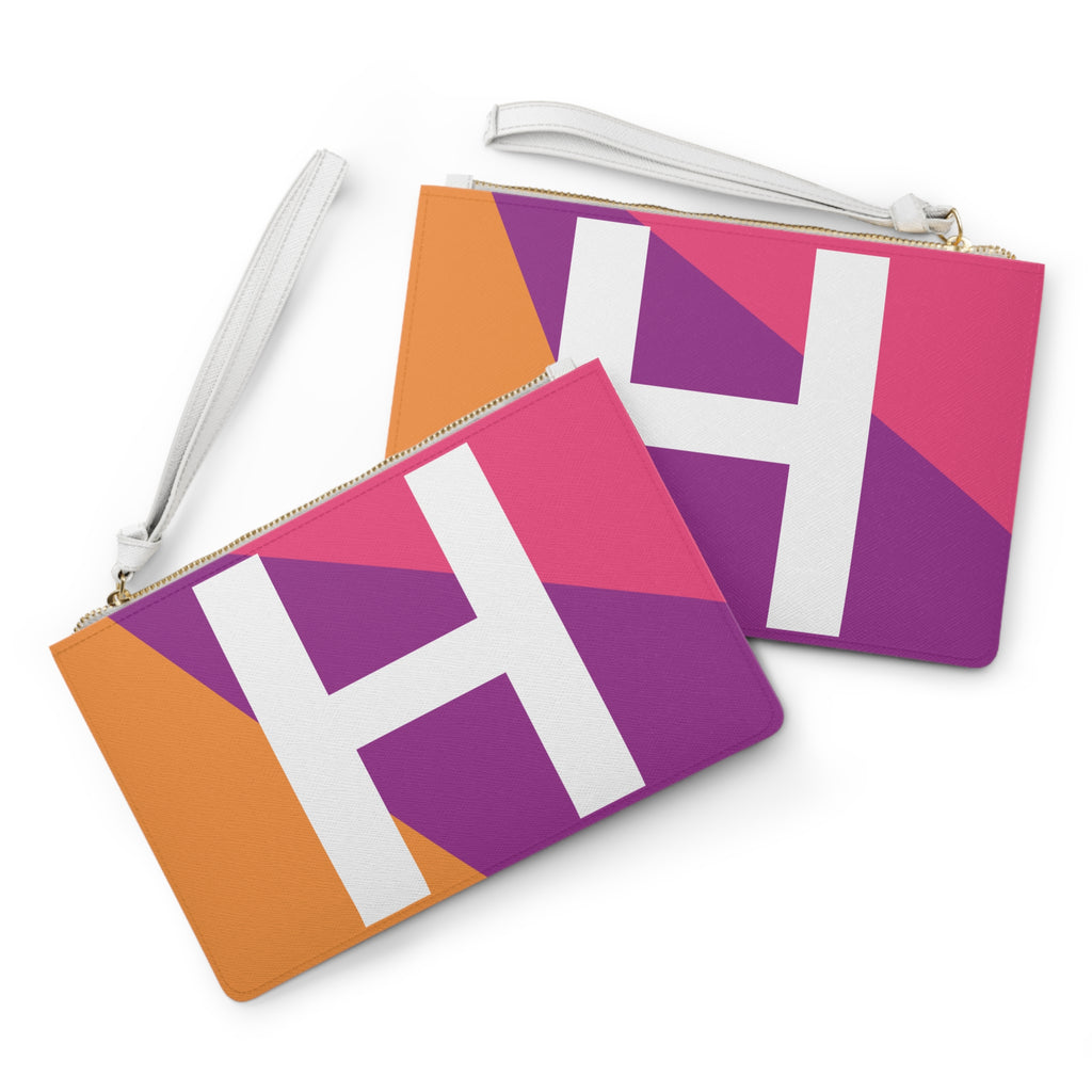 Monogram 'H' Colorblock Clutch Bag — Bold Geometric Wristlet for Everyday & Gifts