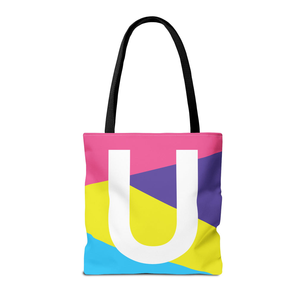 Monogram 'U' Colorblock Tote Bag — Personalized Initial U Shoulder Tote