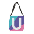 Initial Letter 'U' Colorblock Adjustable Tote Bag — Monogram Alphabet Shoulder Bag