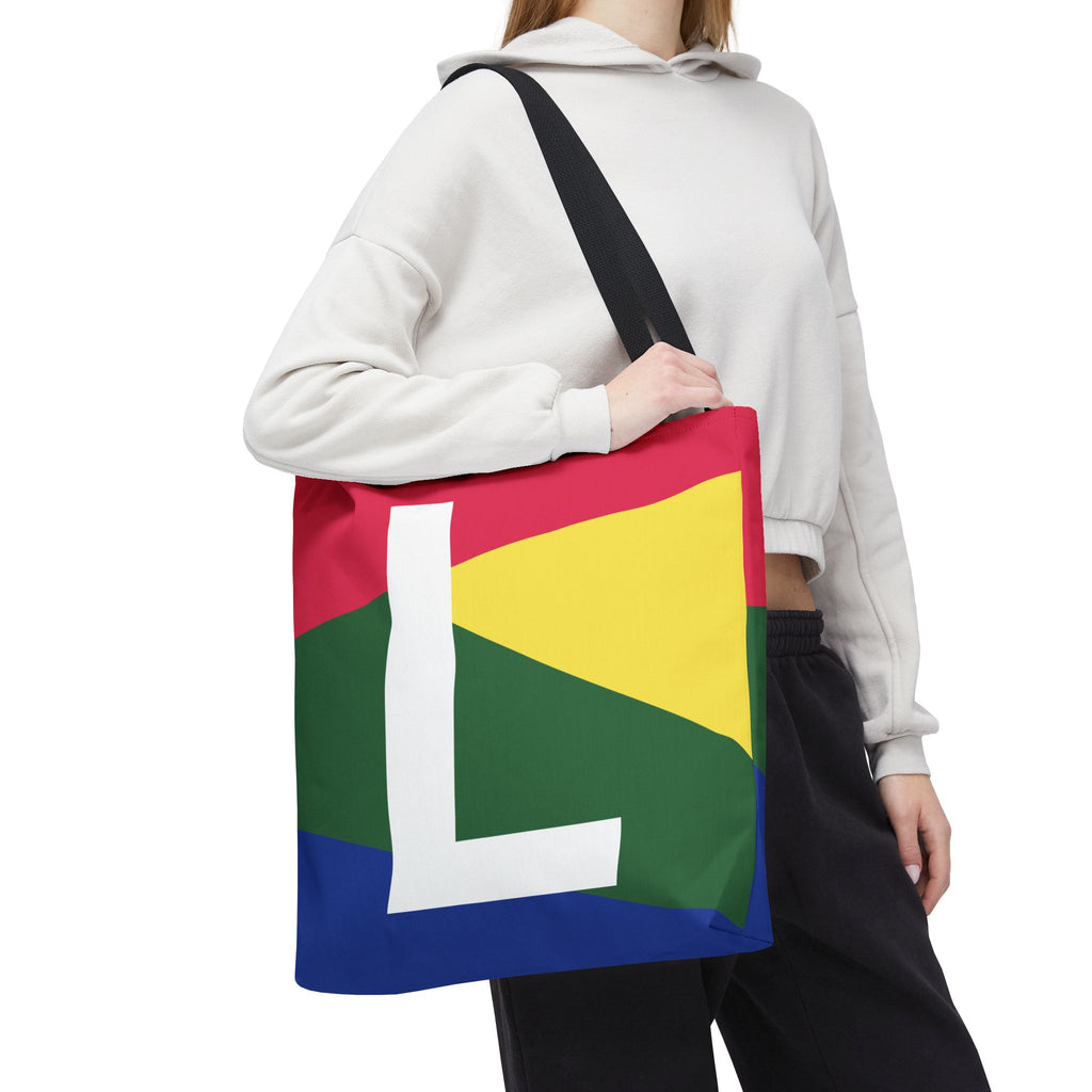 Monogram 'L' Colorblock Tote Bag — Personalized Initial L Shoulder Tote