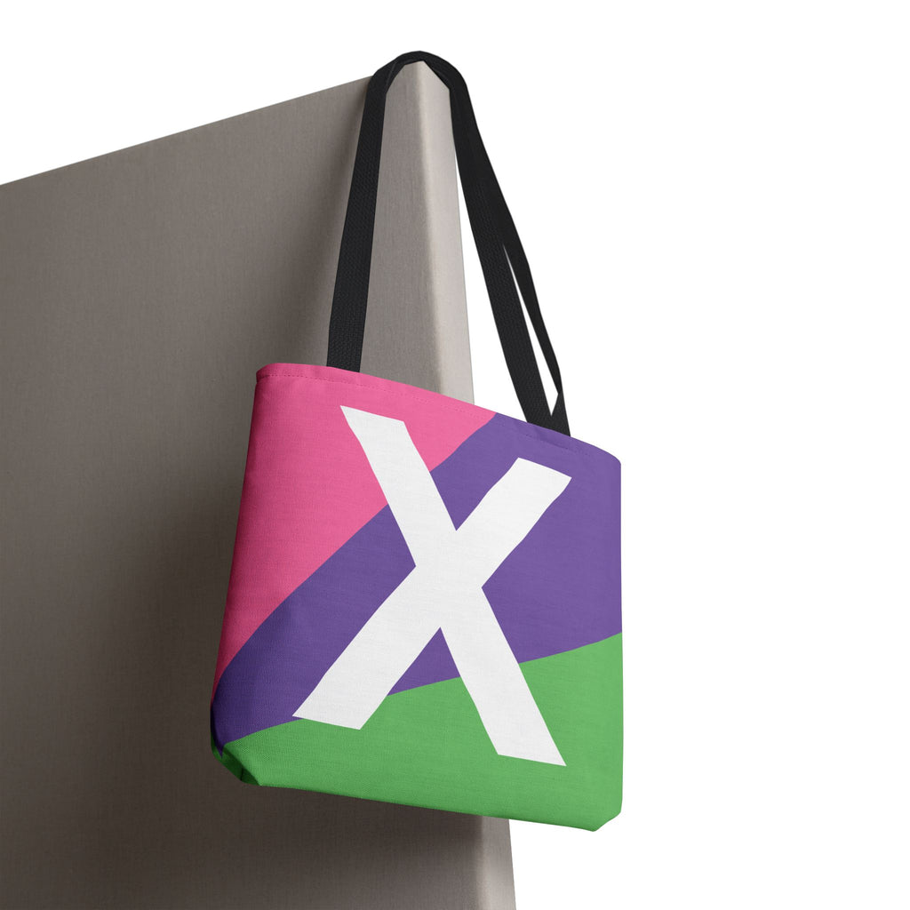 Monogram 'X' Colorblock Tote Bag — Personalized Initial X Shoulder Tote
