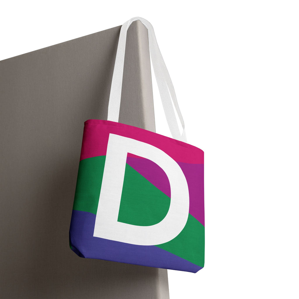 Monogram 'D' Colorblock Tote Bag — Personalized Initial D Shoulder Tote