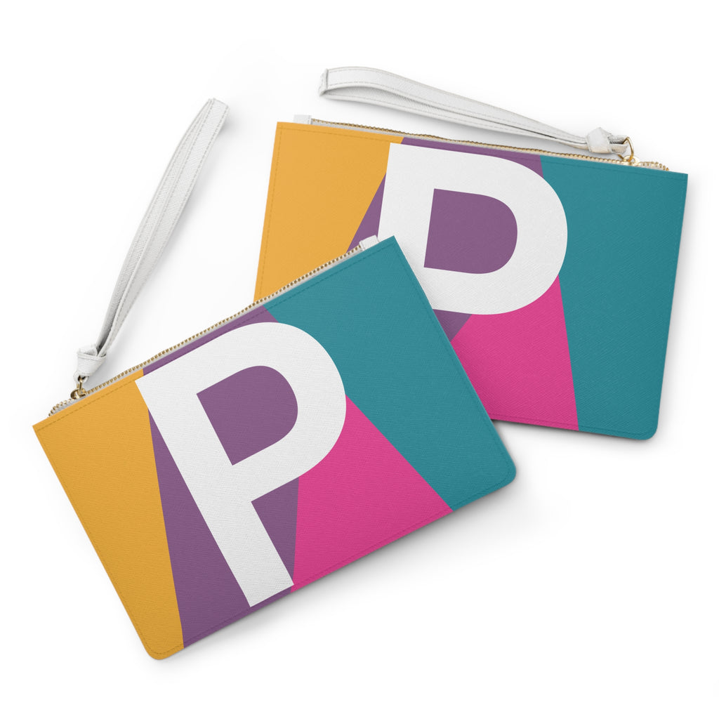 Monogram 'P' Colorblock Clutch Bag — Bold Geometric Wristlet for Everyday & Gifts