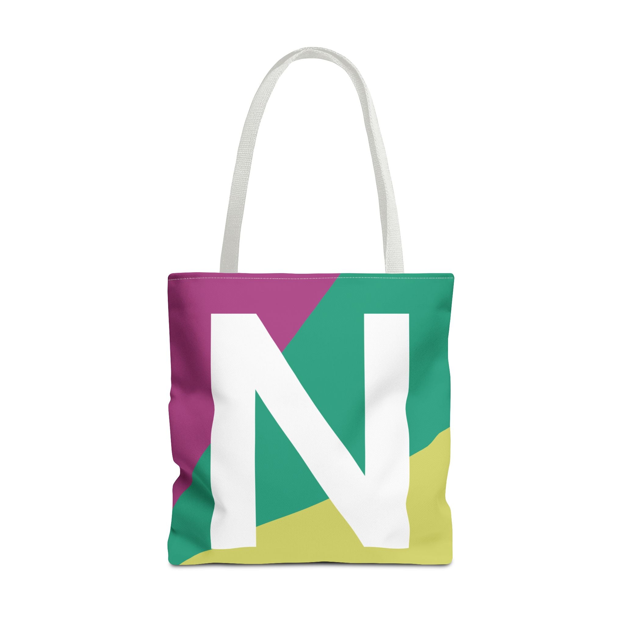 Monogram 'N' Colorblock Tote Bag — Personalized Initial N Shoulder Tote
