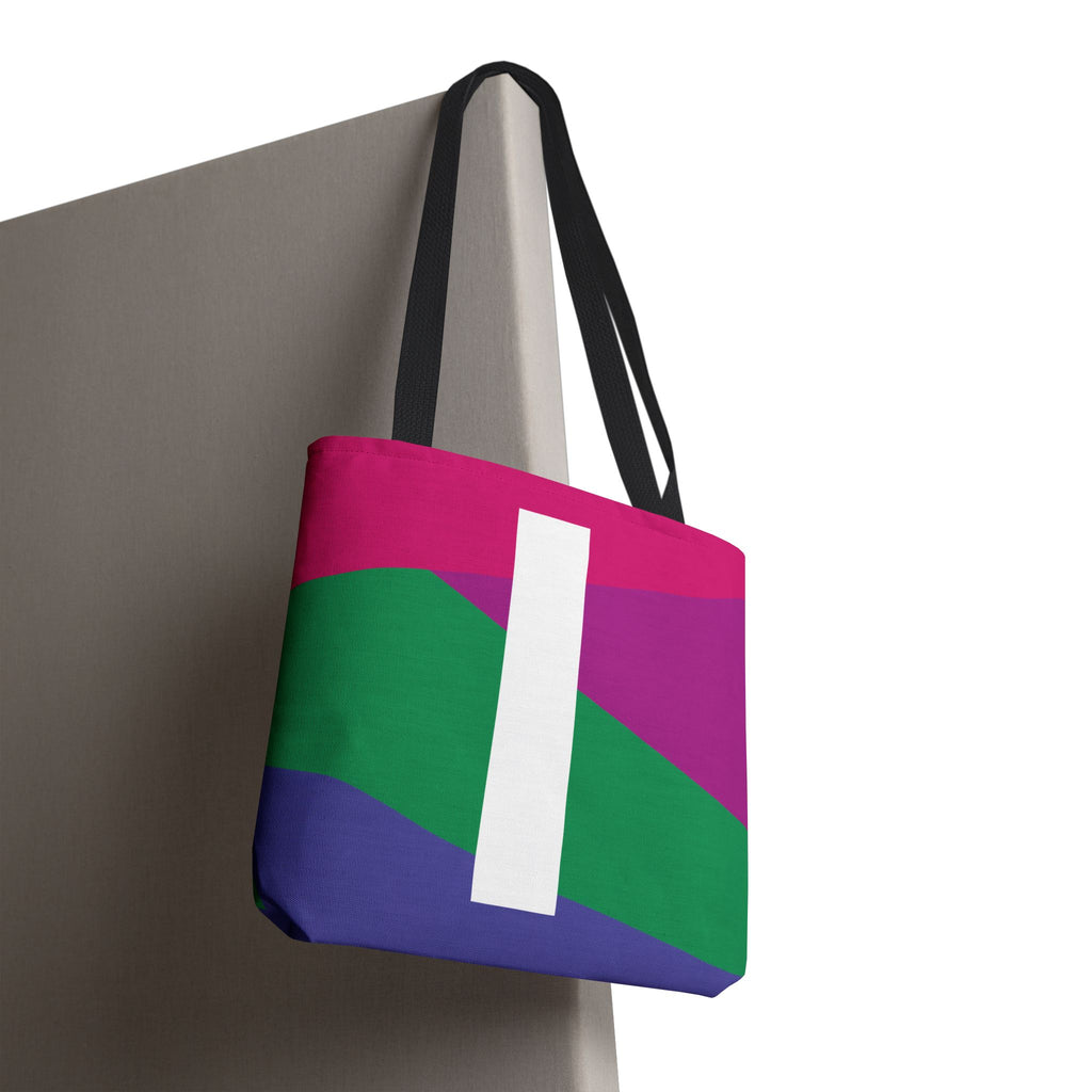 Monogram 'I' Colorblock Tote Bag — Personalized Initial I Shoulder Tote