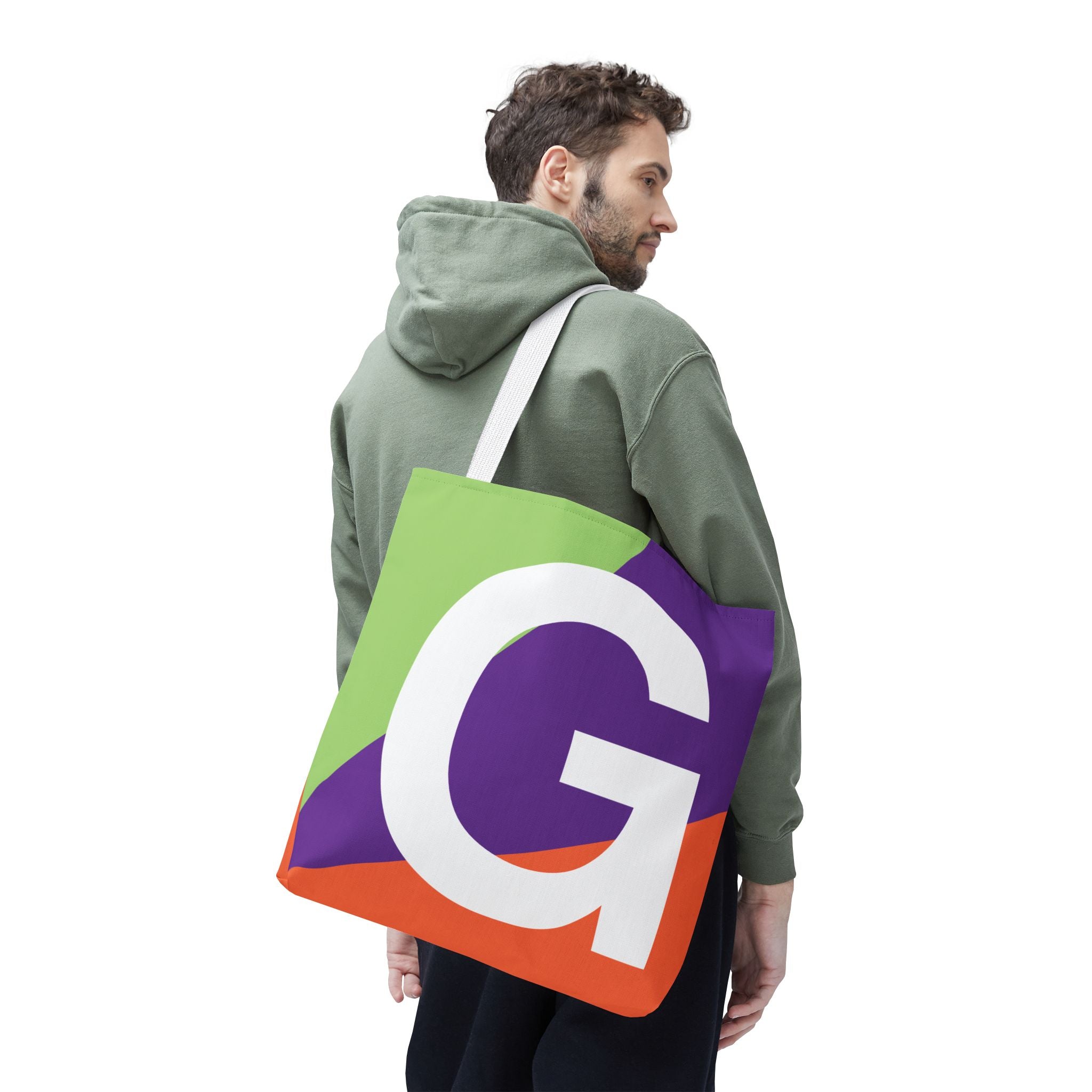 Monogram 'G' Colorblock Tote Bag — Personalized Initial G Shoulder Tote