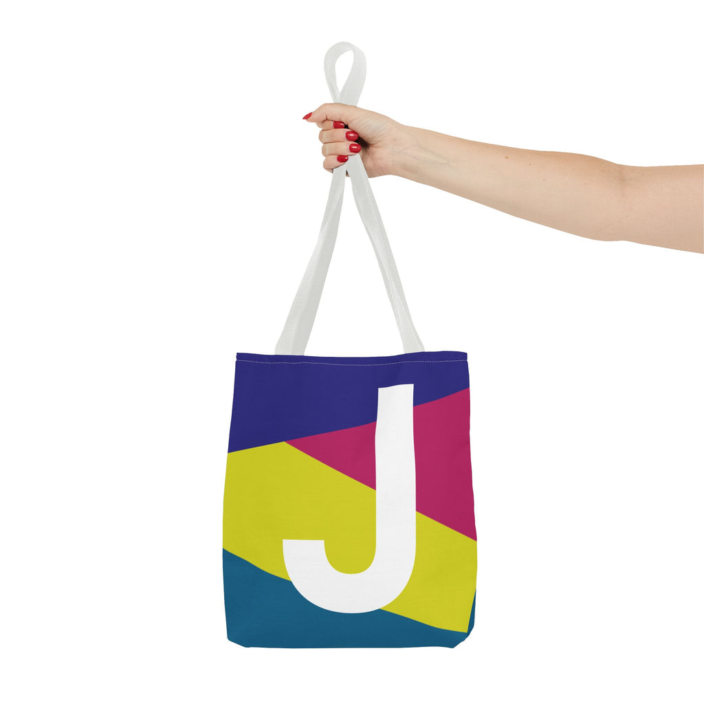 Monogram 'J' Colorblock Tote Bag — Personalized Initial J Shoulder Tote
