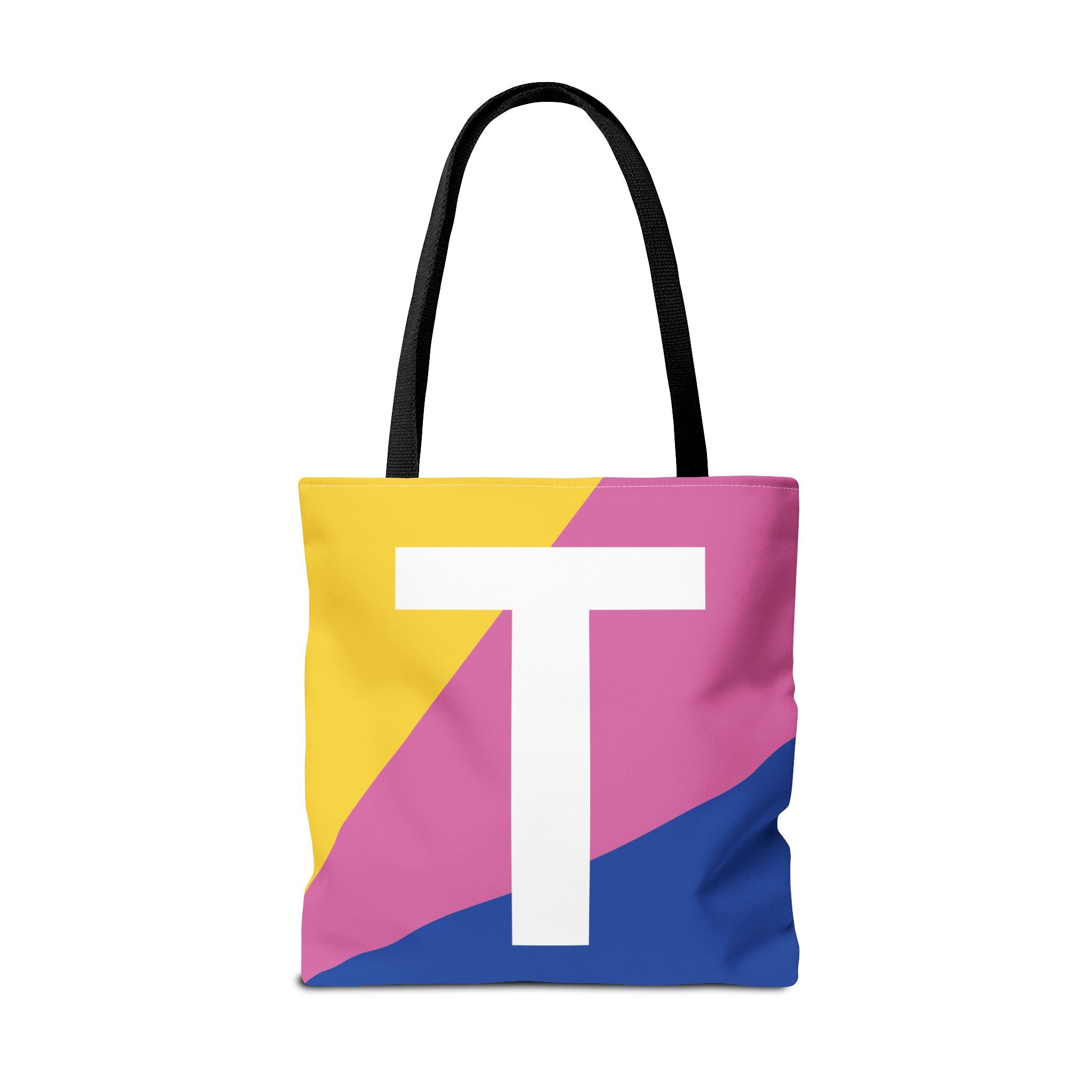 Monogram 'T' Colorblock Tote Bag — Personalized Initial T Shoulder Tote