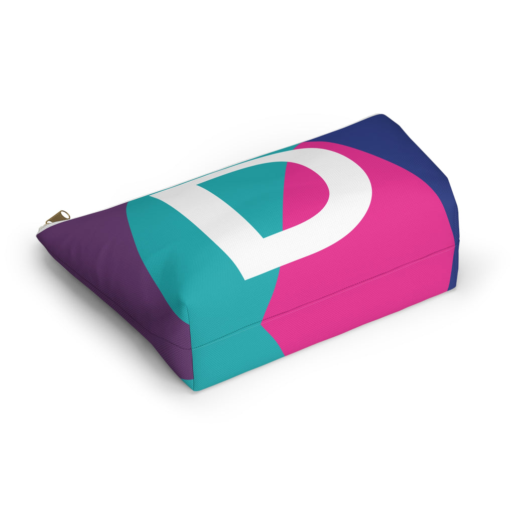Initials Colorblock Accessory Pouch — Monogram D T-Bottom Cosmetic Bag
