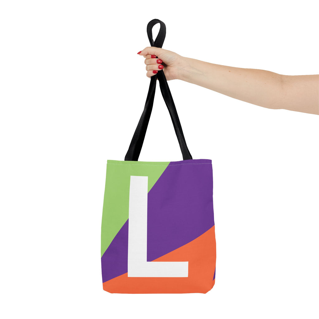 Monogram 'L' Colorblock Tote Bag — Personalized Initial L Shoulder Tote