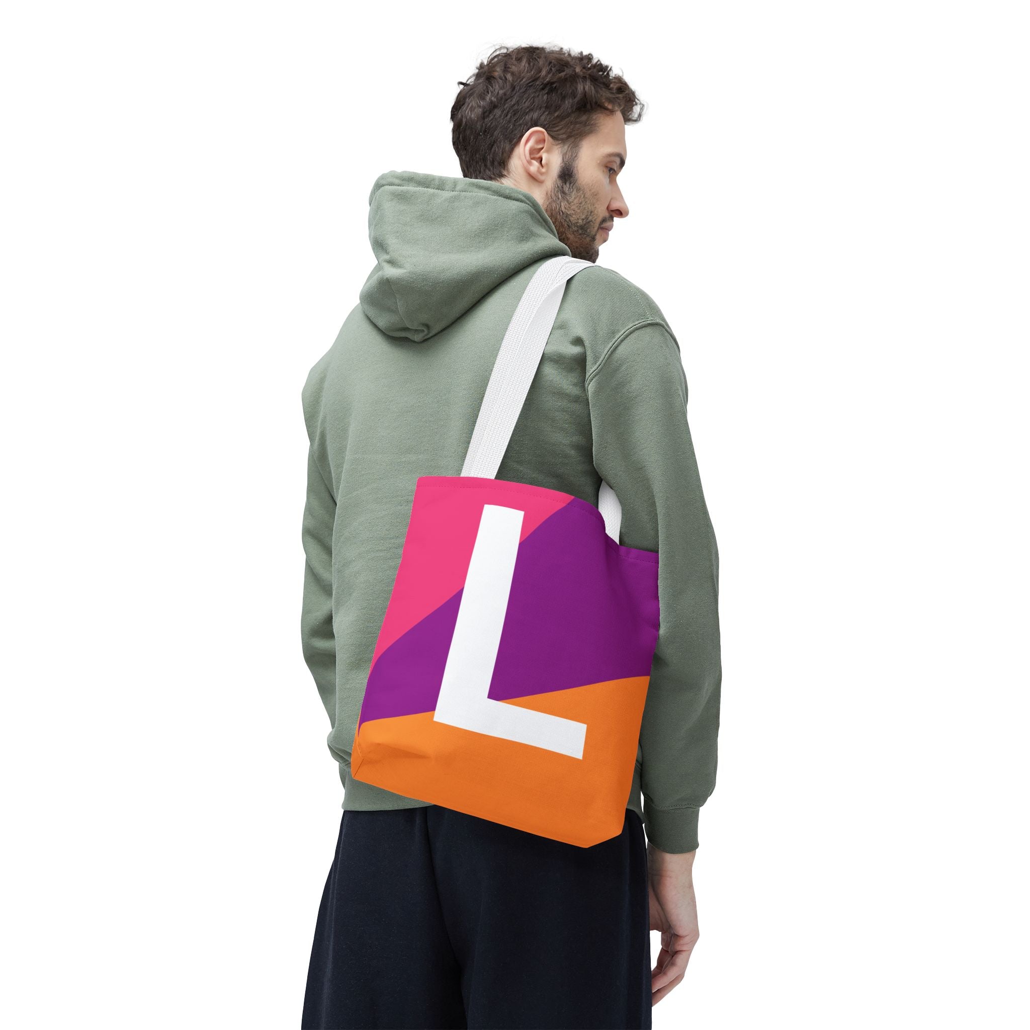 Monogram 'L' Colorblock Tote Bag — Personalized Initial L Shoulder Tote