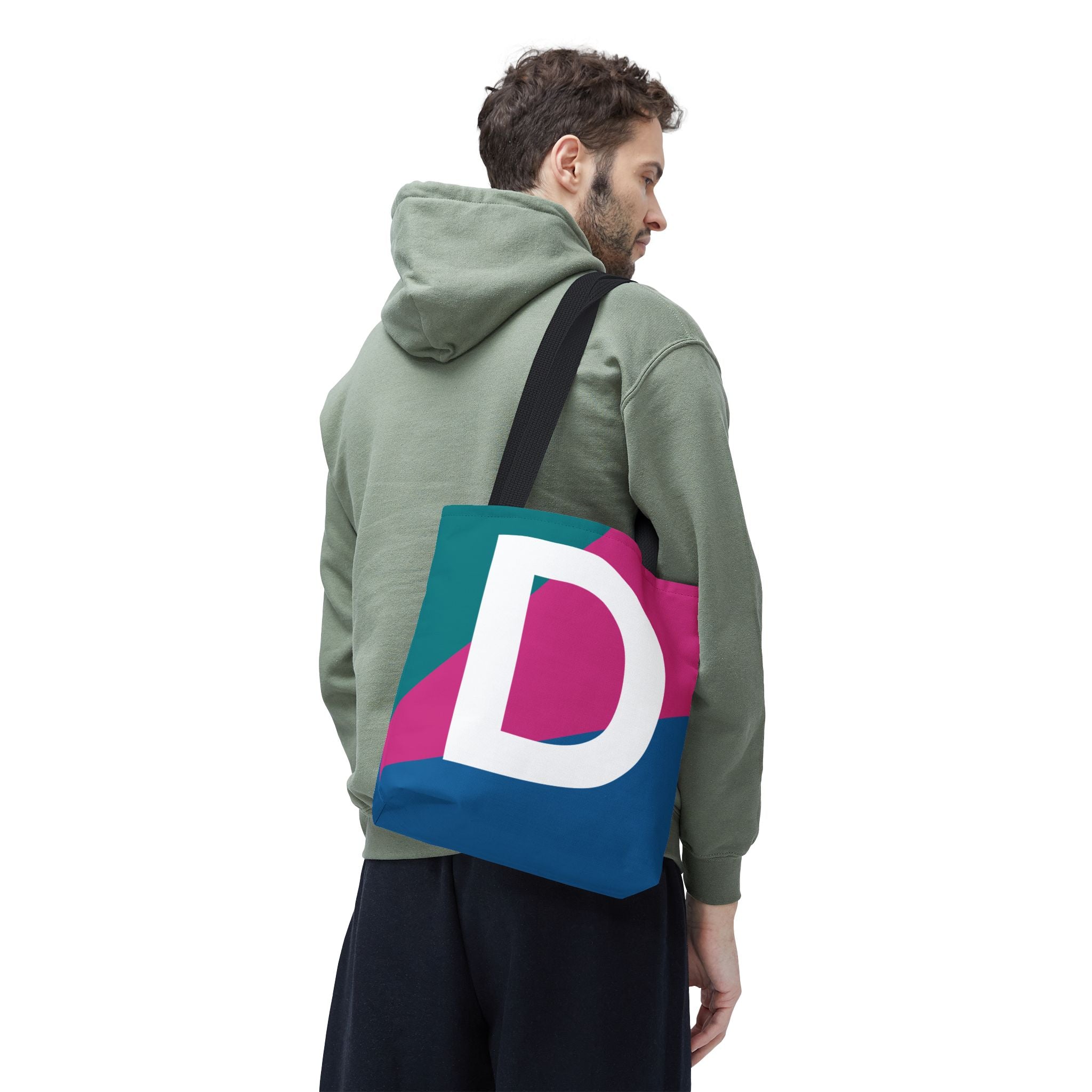 Monogram 'D' Colorblock Tote Bag — Personalized Initial D Shoulder Tote