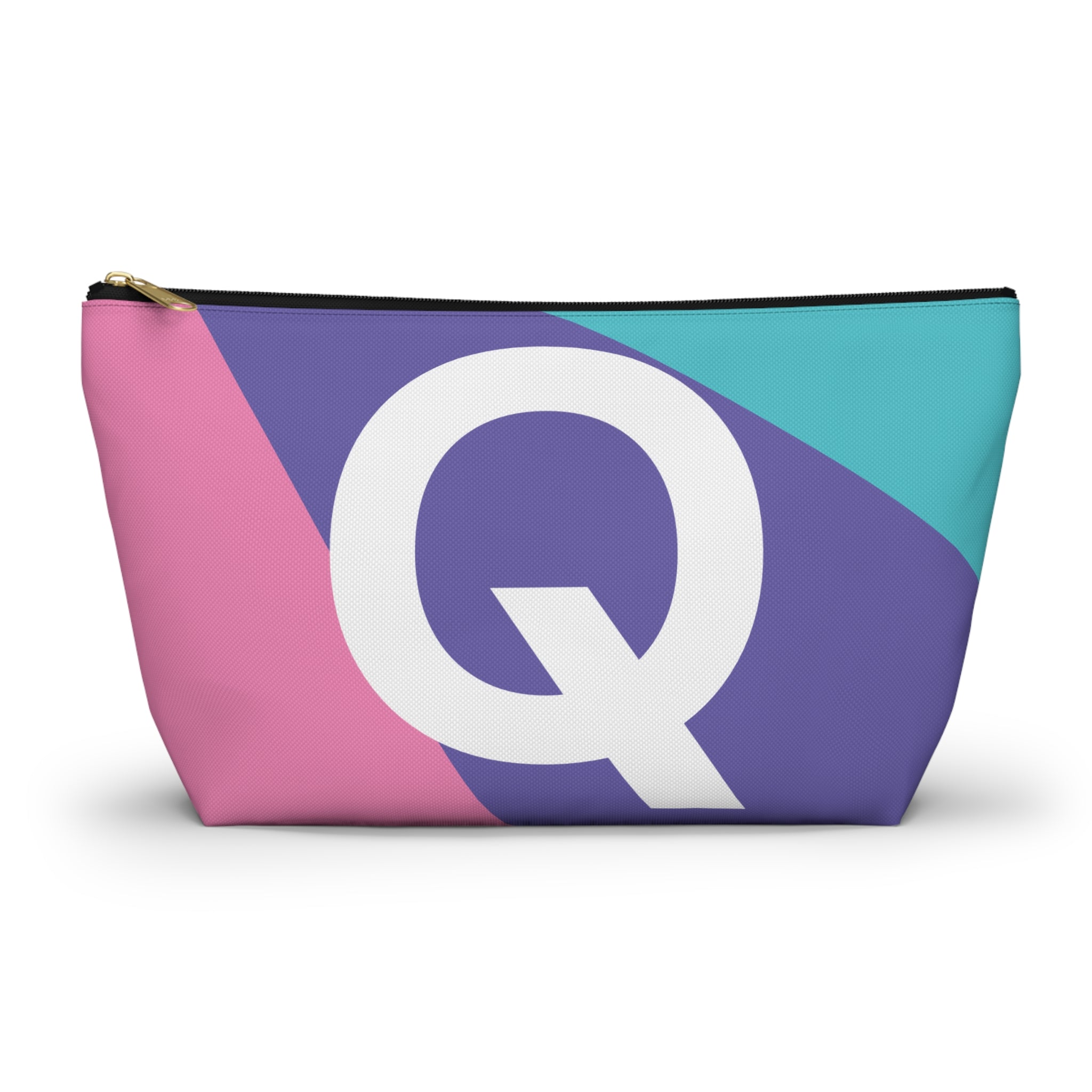 Initials Colorblock Accessory Pouch — Monogram Q T-Bottom Cosmetic Bag