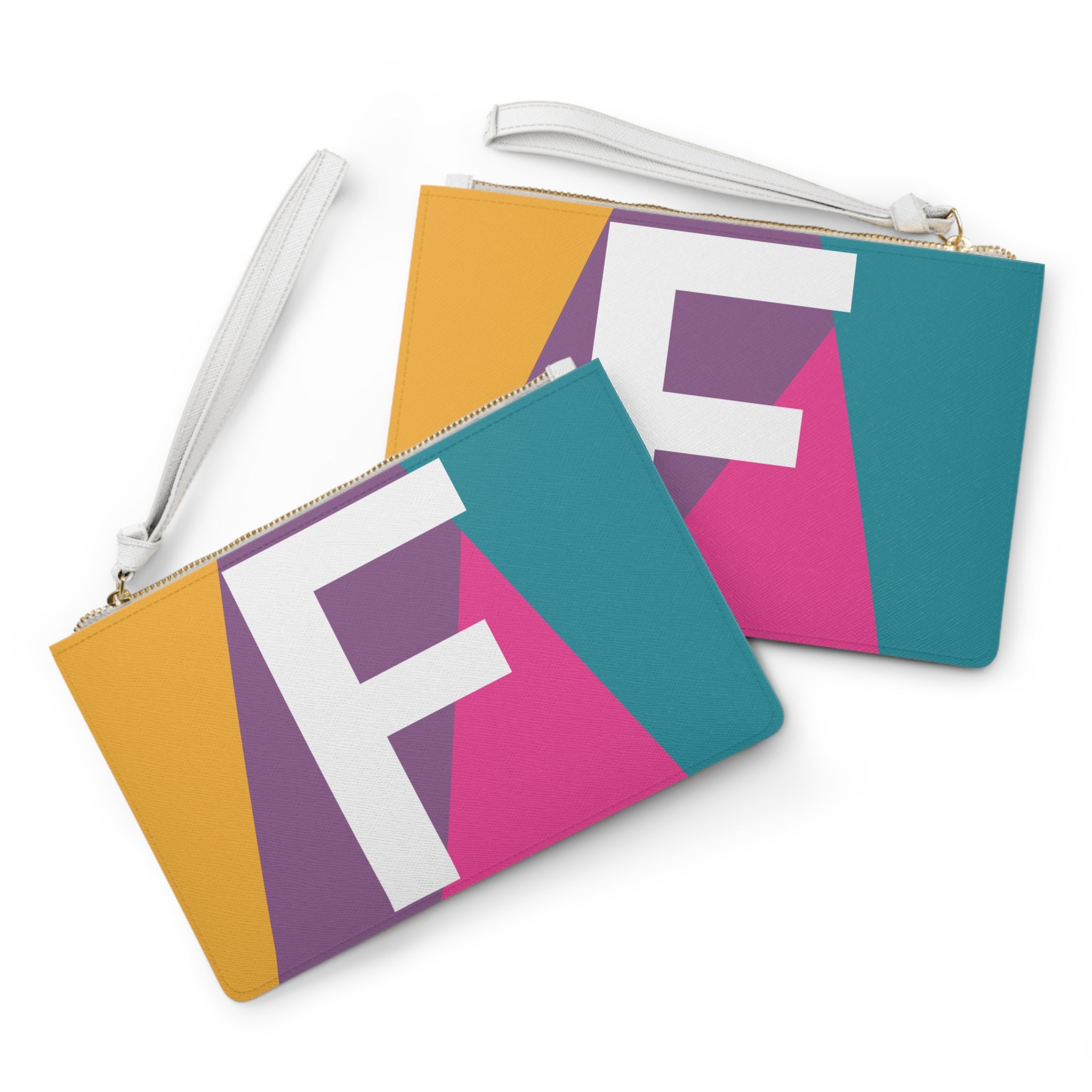Monogram 'F' Colorblock Clutch Bag — Bold Geometric Wristlet for Everyday & Gifts