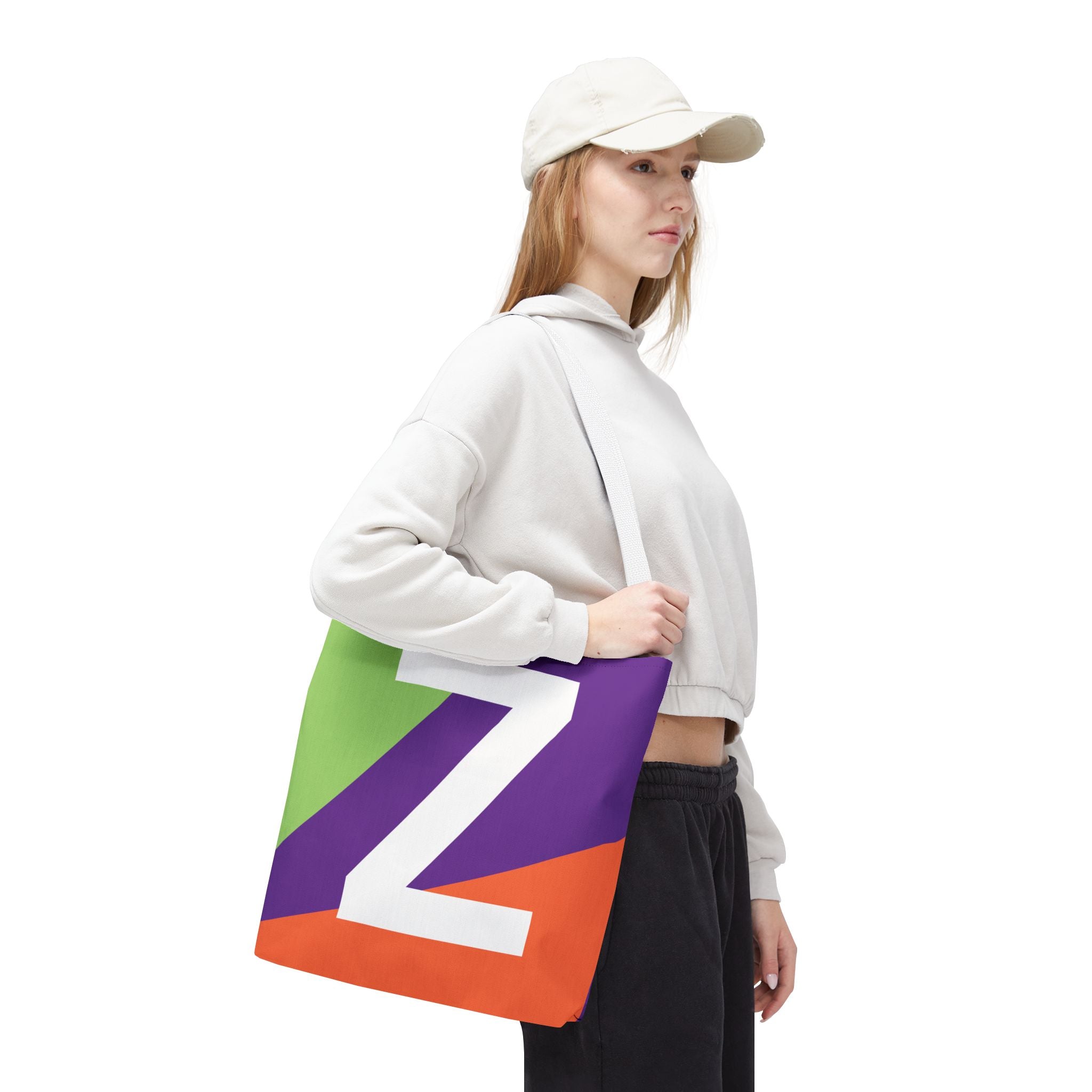 Monogram 'Z' Colorblock Tote Bag — Personalized Initial Z Shoulder Tote