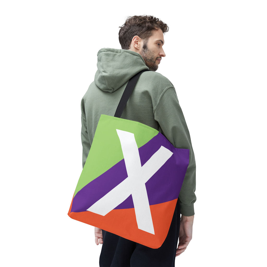 Monogram 'X' Colorblock Tote Bag — Personalized Initial X Shoulder Tote