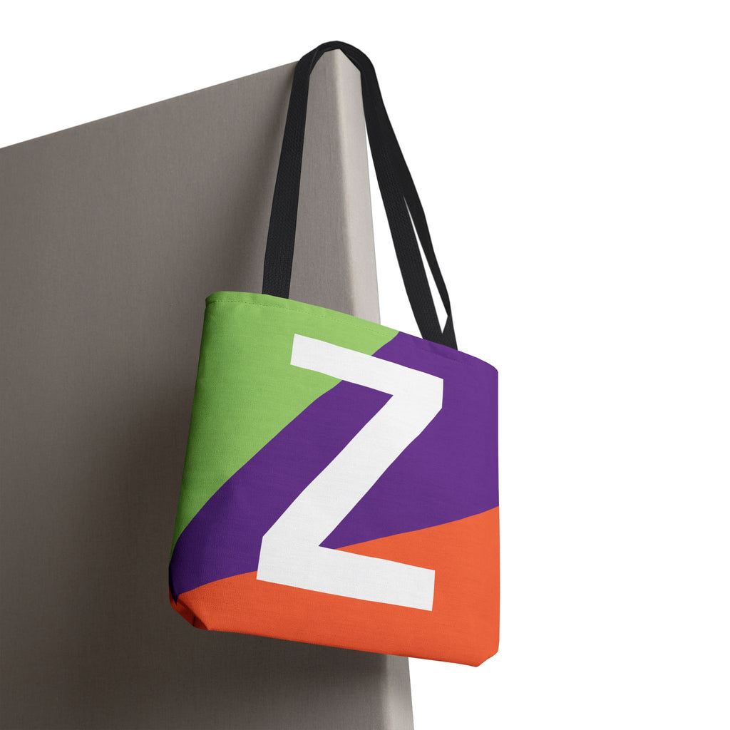 Monogram 'Z' Colorblock Tote Bag — Personalized Initial Z Shoulder Tote