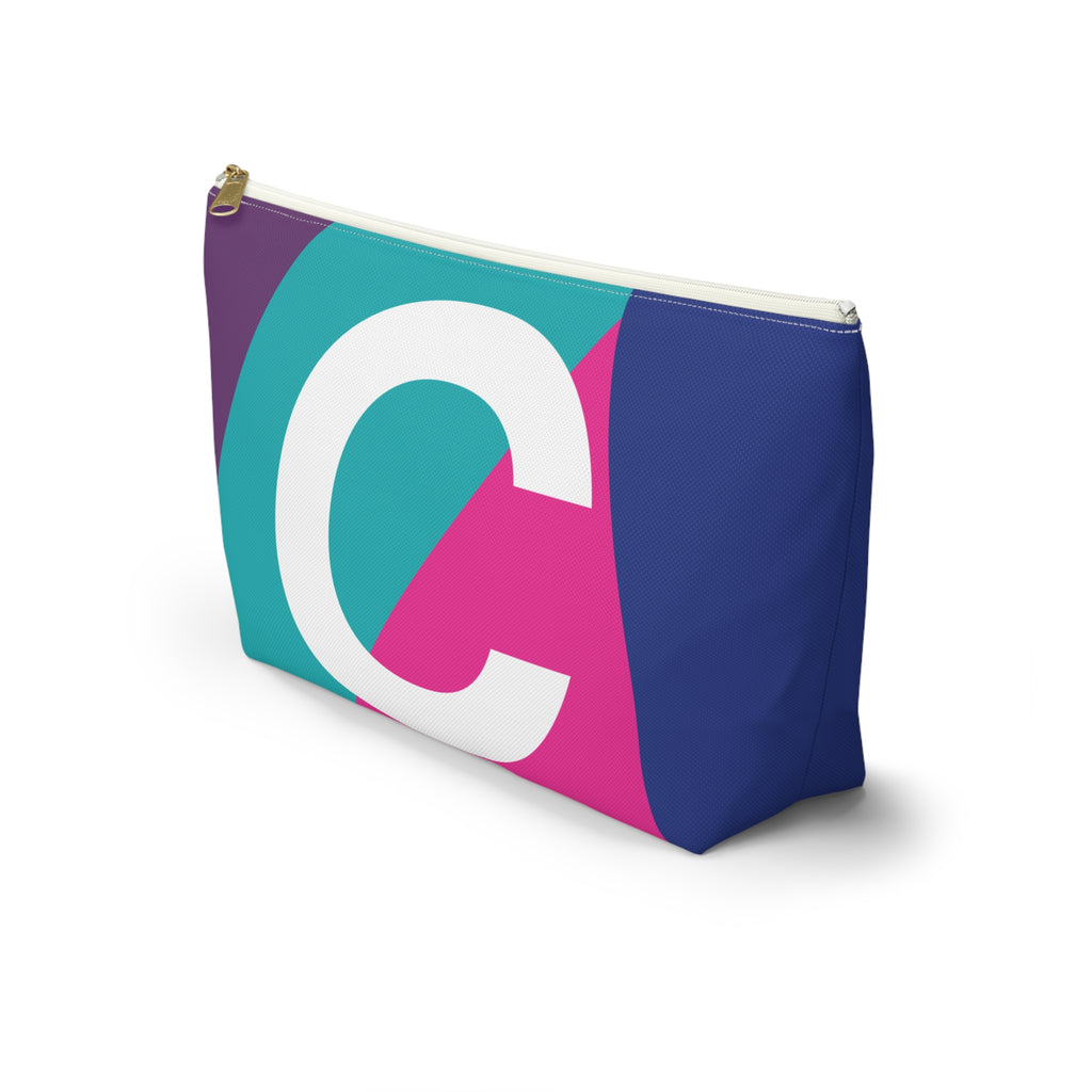 Initials Colorblock Accessory Pouch — Monogram C T-Bottom Cosmetic Bag