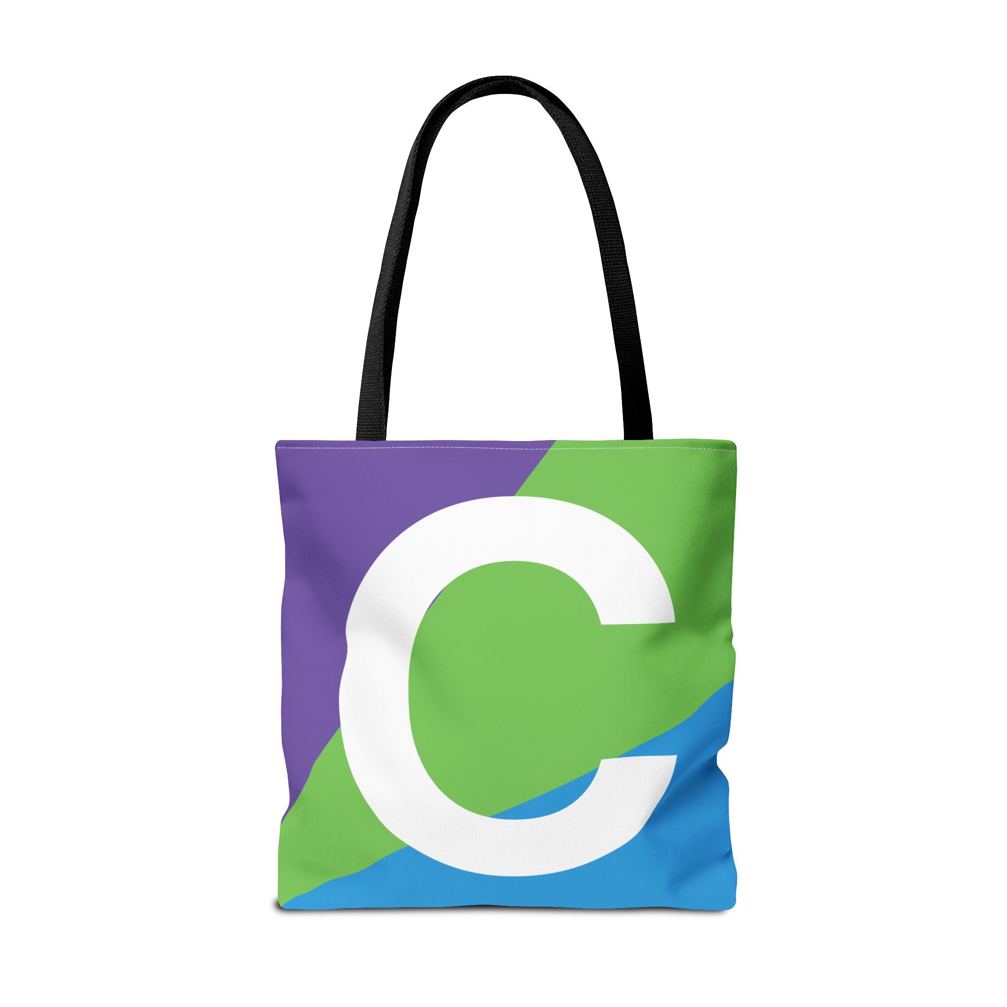Monogram 'C' Colorblock Tote Bag — Personalized Initial C Shoulder Tote