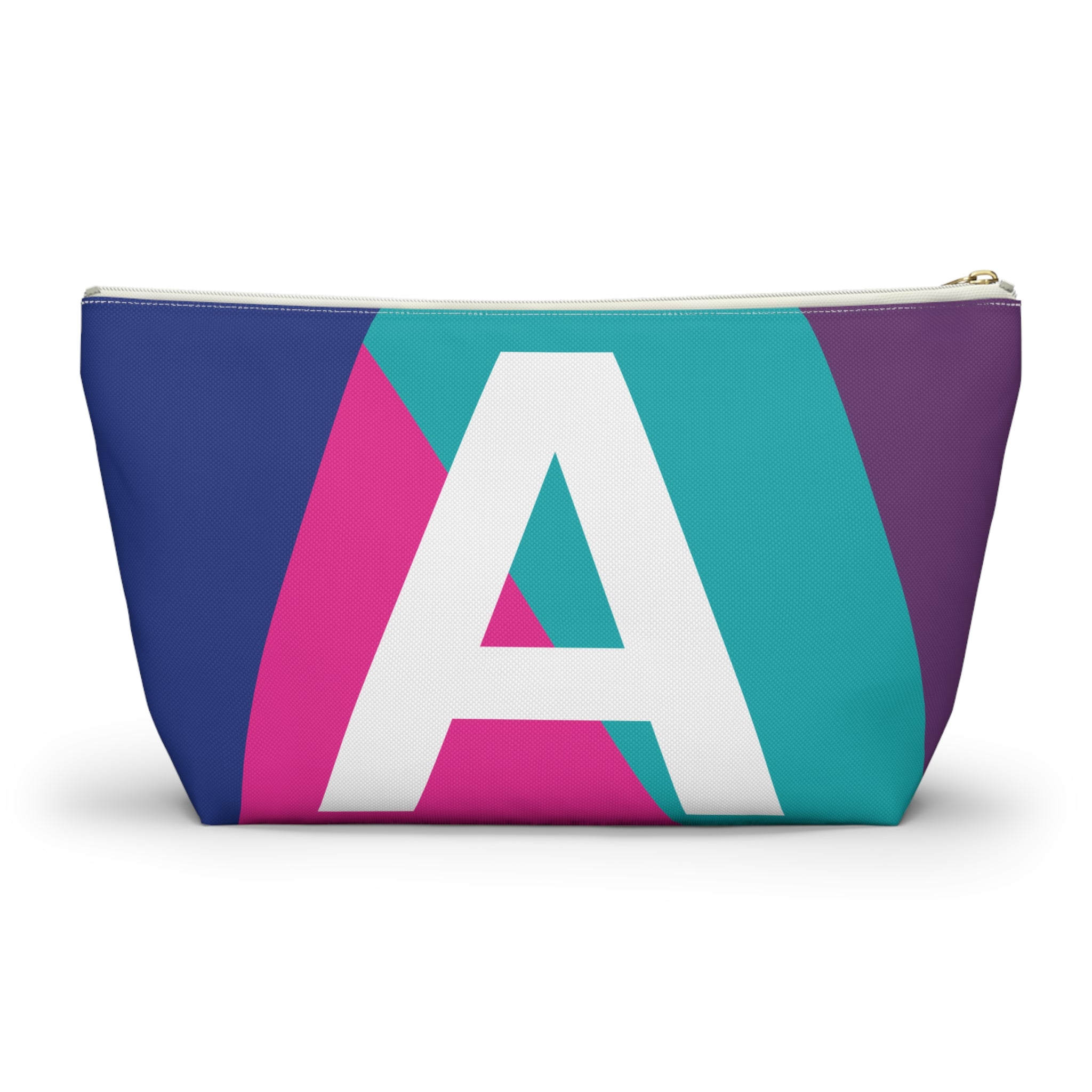 Initials Colorblock Accessory Pouch — Monogram A T-Bottom Cosmetic Bag