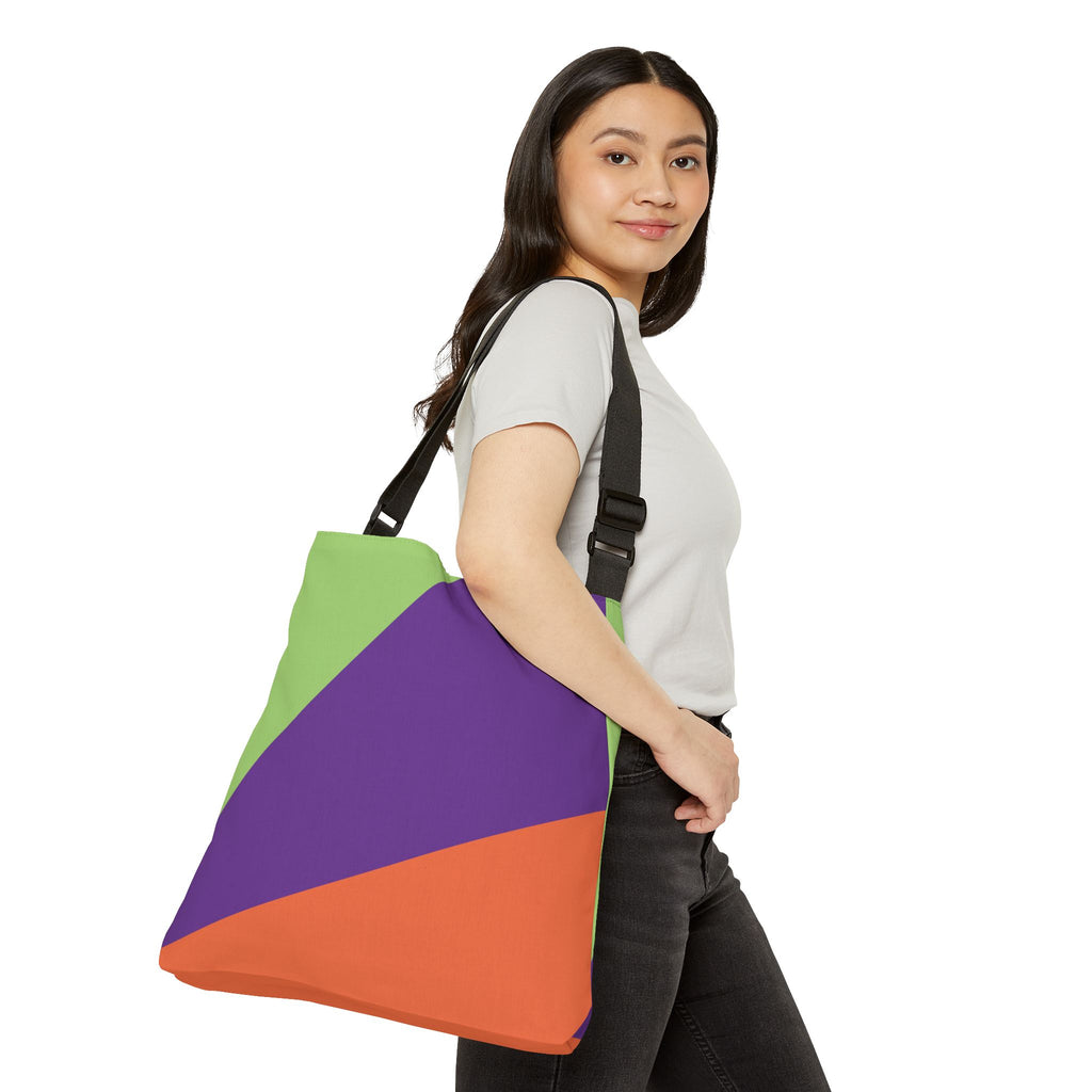 Colorblock Geometric Tote Bag — Adjustable Strap, Bright Abstract Pattern