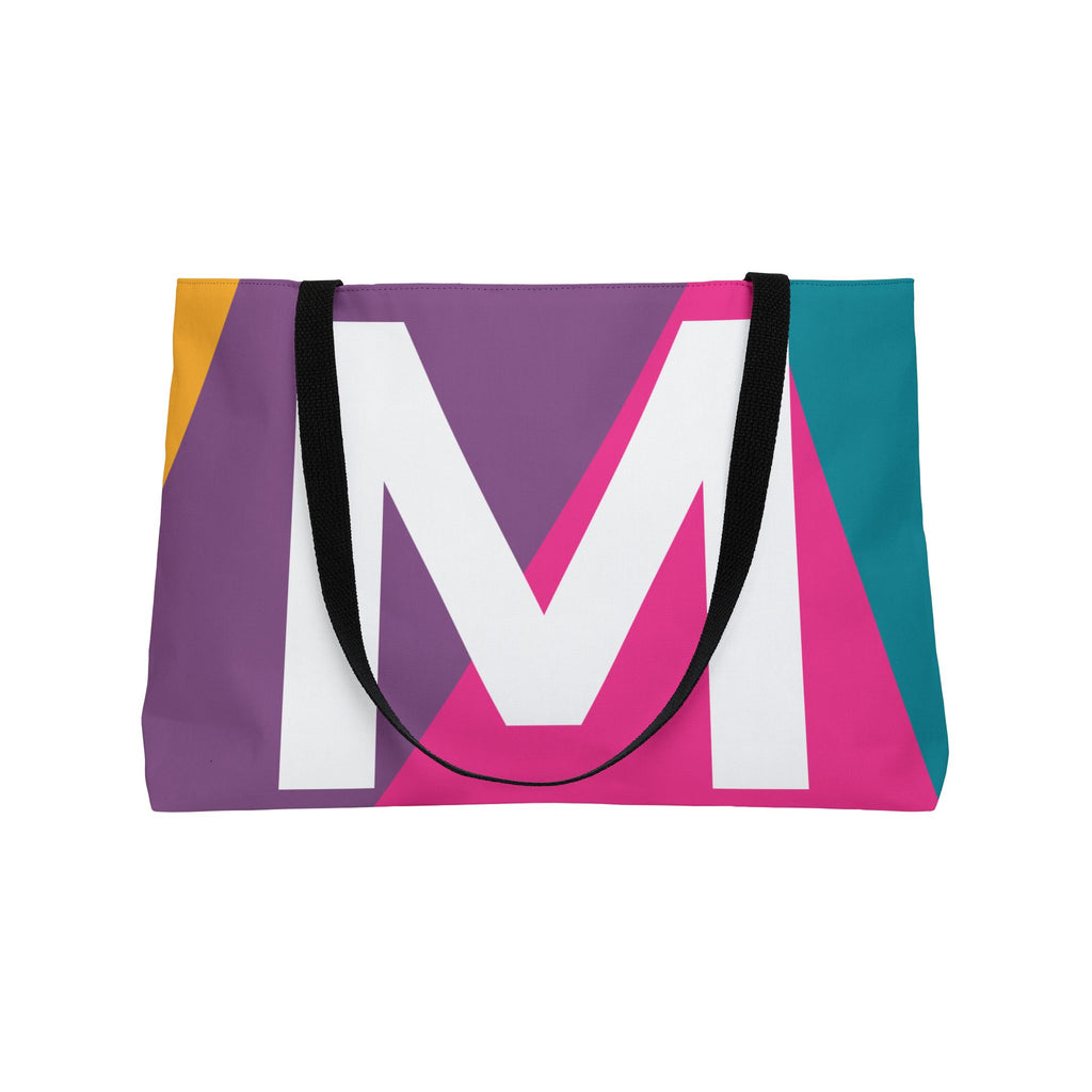 Personalized 'M' Colorblock Tote Bag — Monogram Weekender Tote
