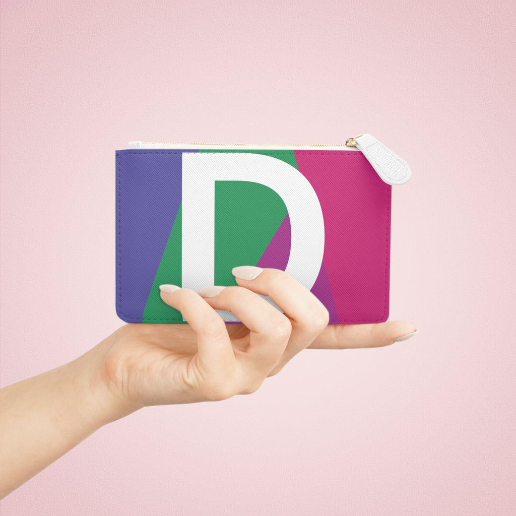 Intials D Mini Clutch — Colorblock Monogram Wristlet Wallet