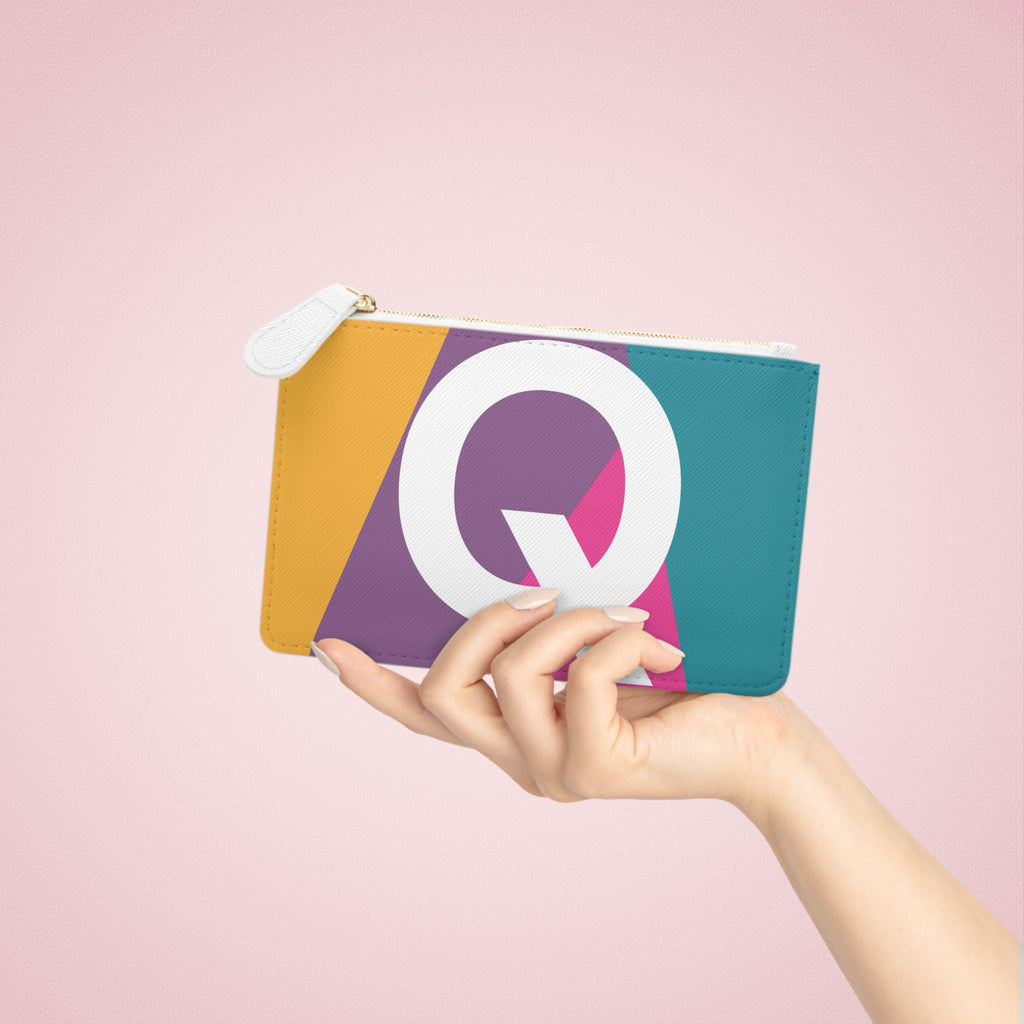 Initial Q Mini Clutch — Colorblock Monogram Wristlet Wallet