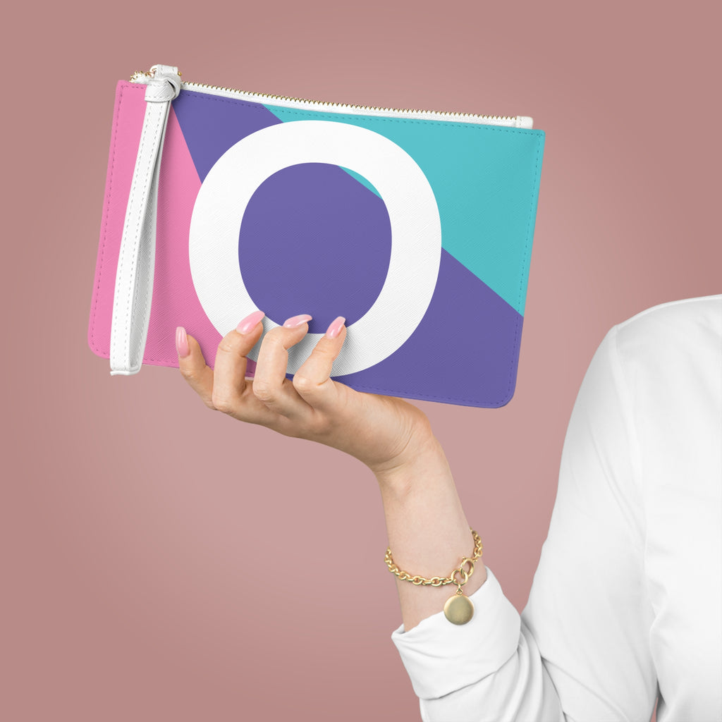 Monogram 'O' Colorblock Clutch Bag — Bold Geometric Wristlet for Everyday & Gifts
