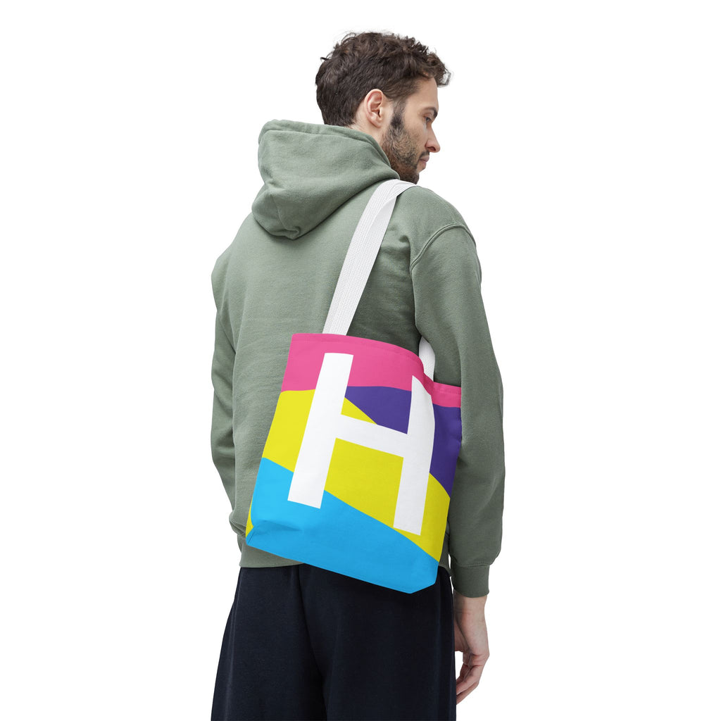 Monogram 'H' Colorblock Tote Bag — Personalized Initial H Shoulder Tote