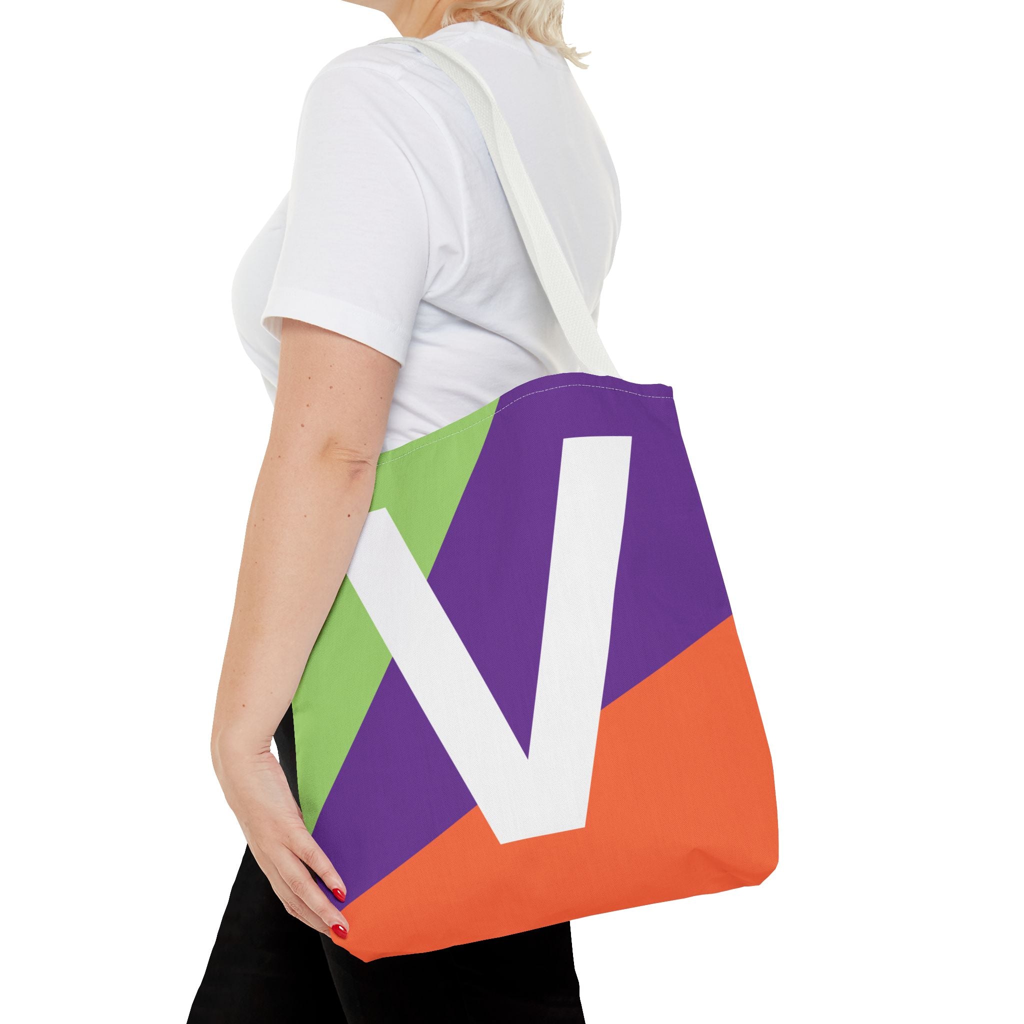 Monogram 'V' Colorblock Tote Bag — Personalized Initial V Shoulder Tote