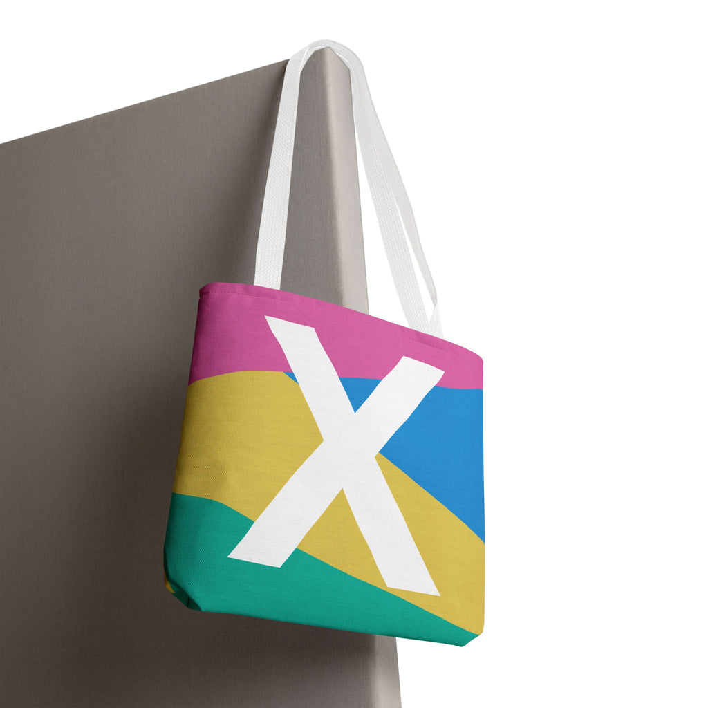 Monogram 'X' Colorblock Tote Bag — Personalized Initial X Shoulder Tote