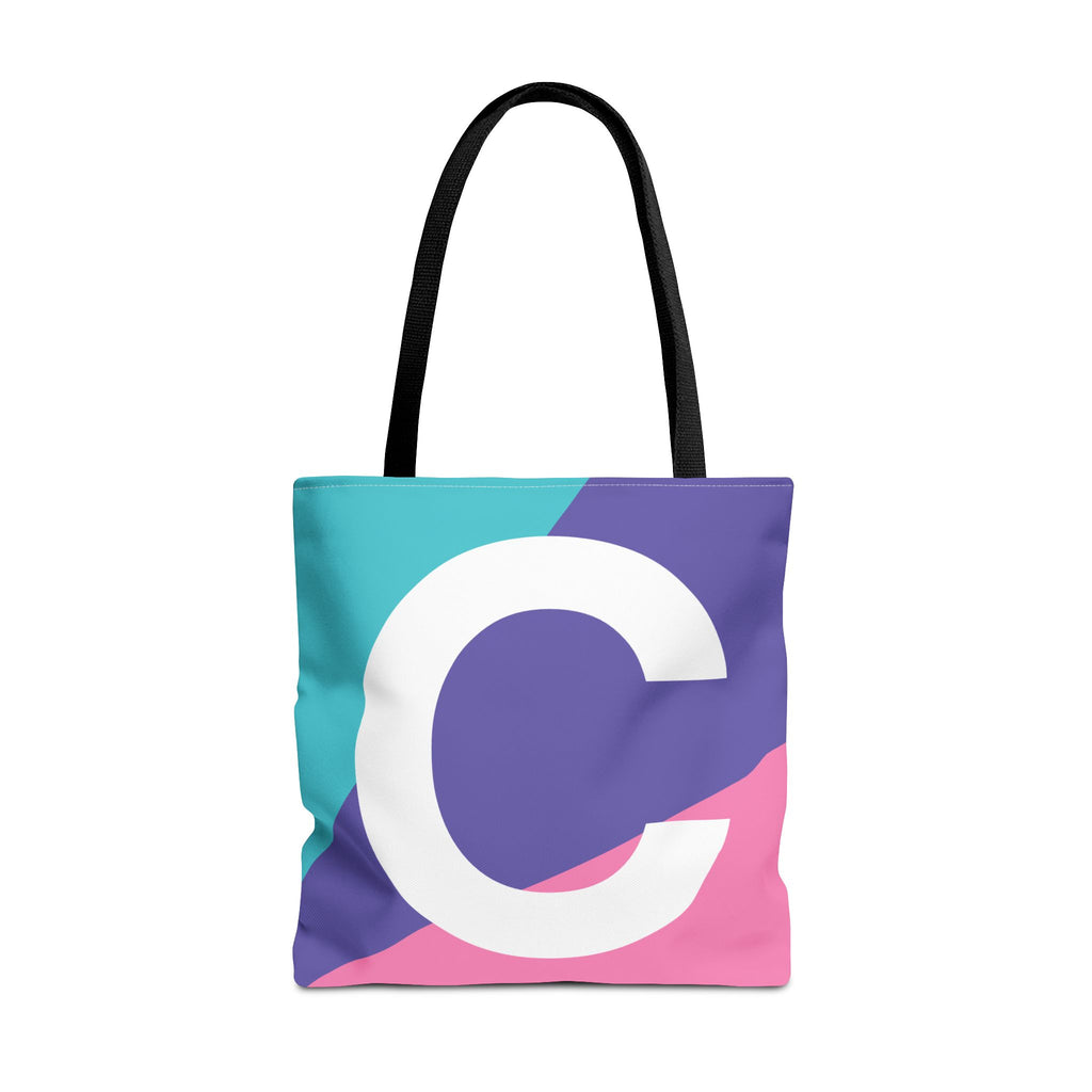 Monogram 'C' Colorblock Tote Bag — Personalized Initial C Shoulder Tote