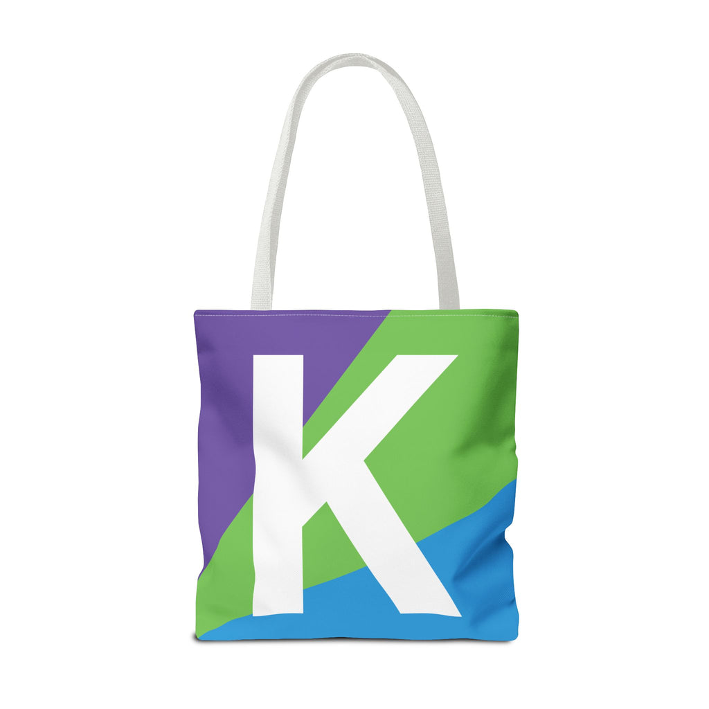 Monogram 'K' Colorblock Tote Bag — Personalized Initial K Shoulder Tote