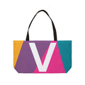 Personalized 'V' Colorblock Tote Bag — Monogram Weekender Tote