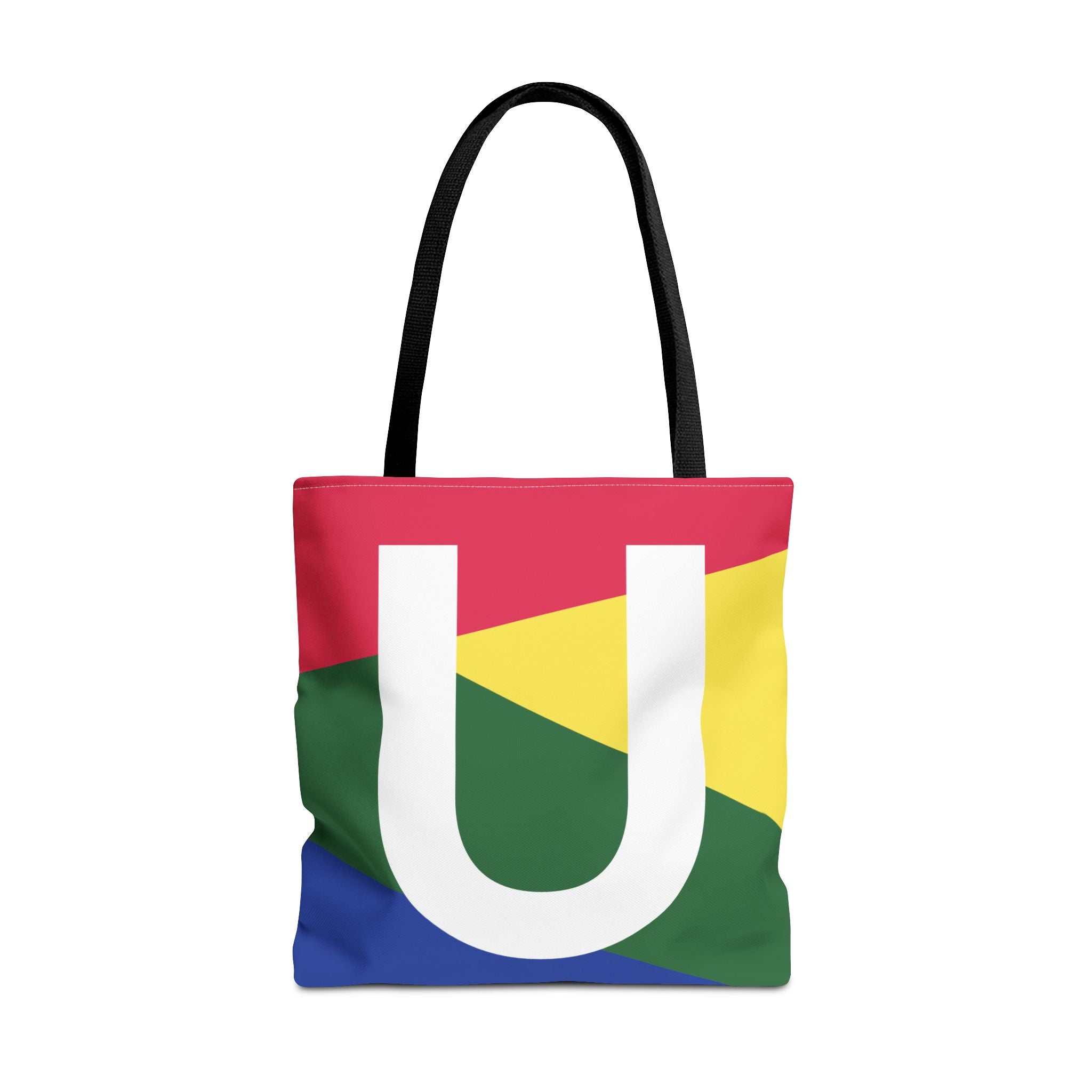 Monogram 'U' Colorblock Tote Bag — Personalized Initial U Shoulder Tote