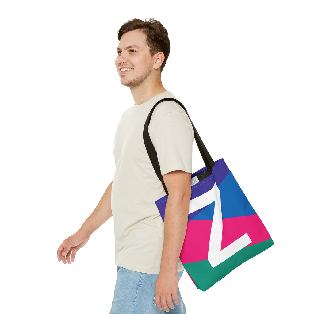 Monogram 'Z' Colorblock Tote Bag — Personalized Initial Z Shoulder Tote