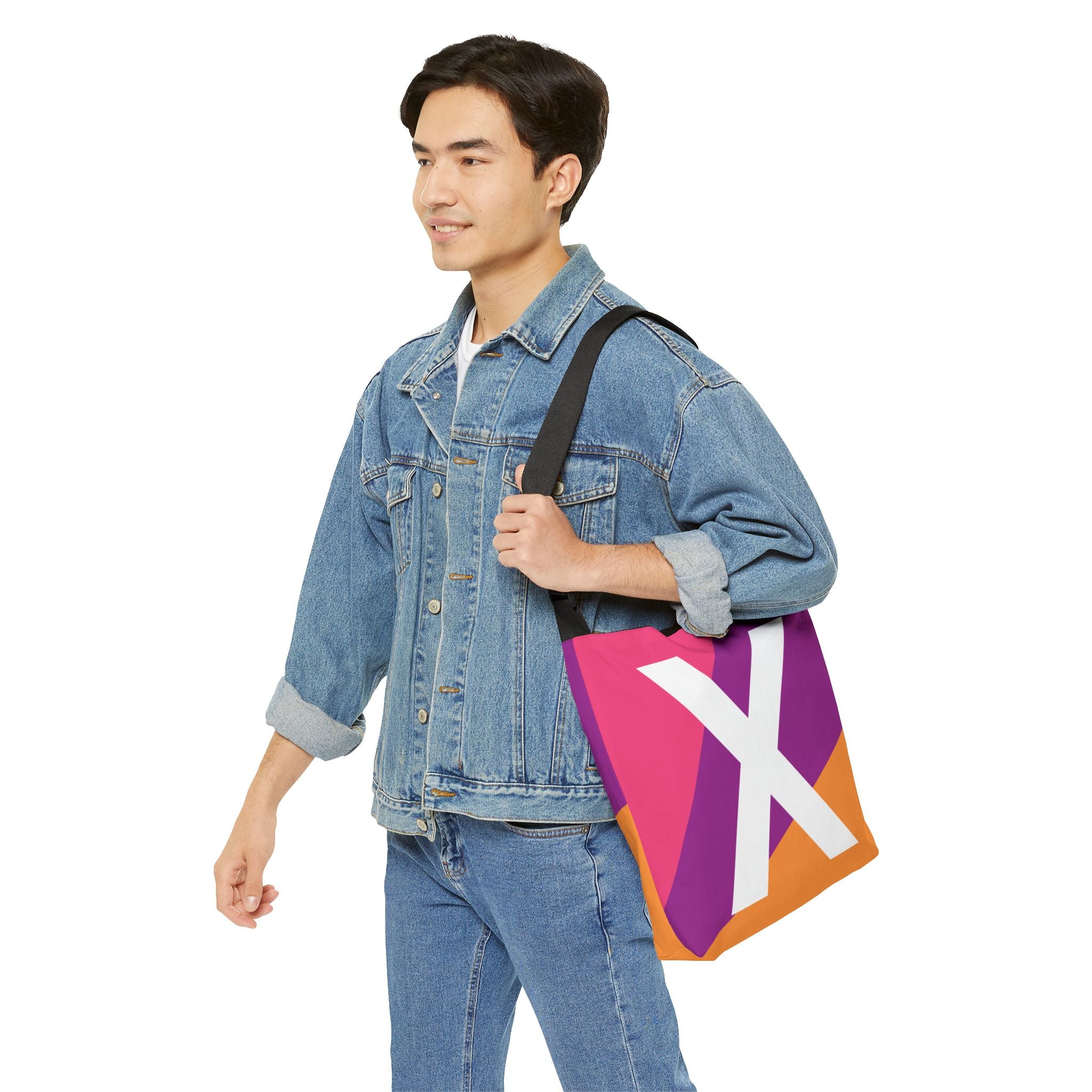 Initial Letter 'X' Colorblock Adjustable Tote Bag — Monogram Alphabet Shoulder Bag