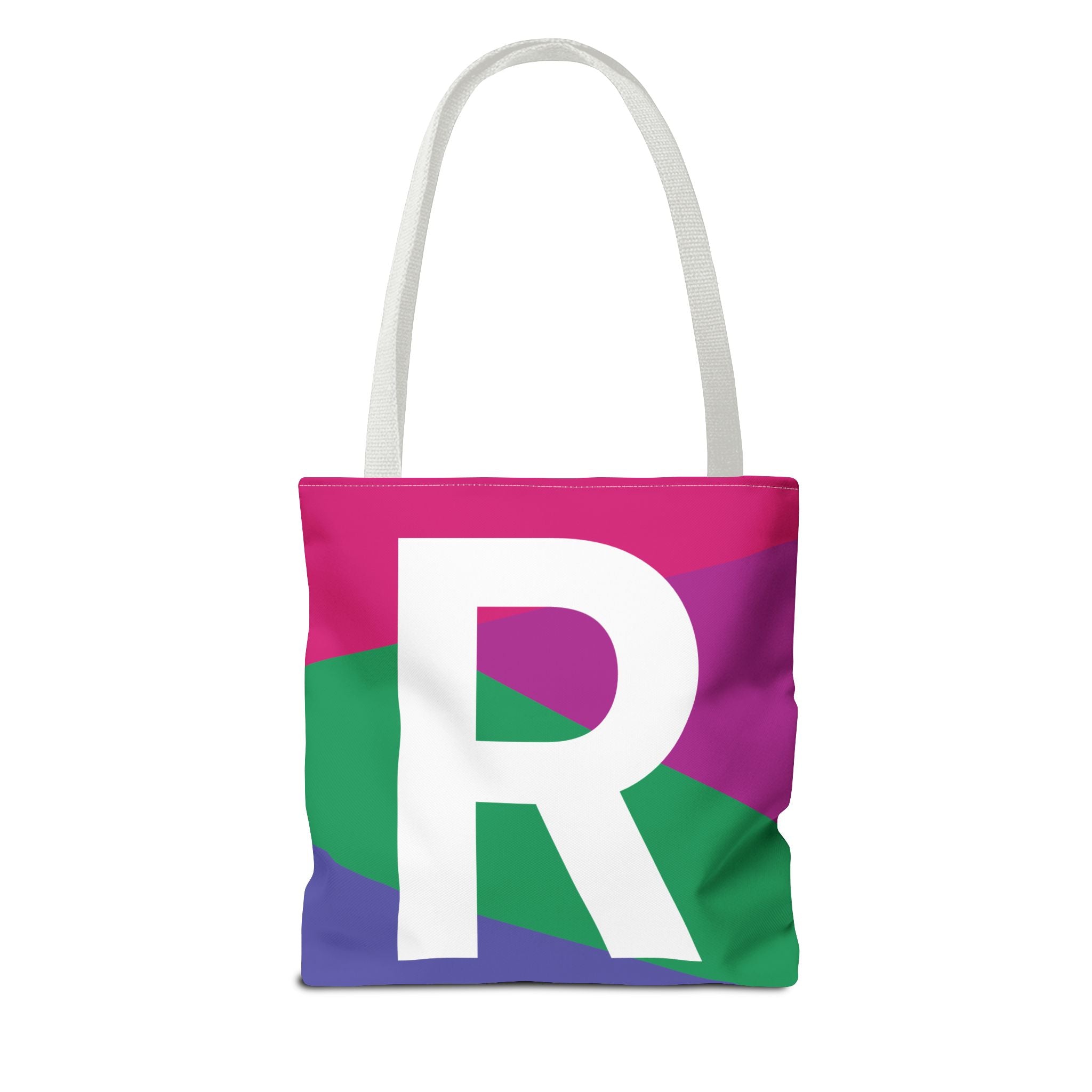 Monogram 'R' Colorblock Tote Bag — Personalized Initial R Shoulder Tote